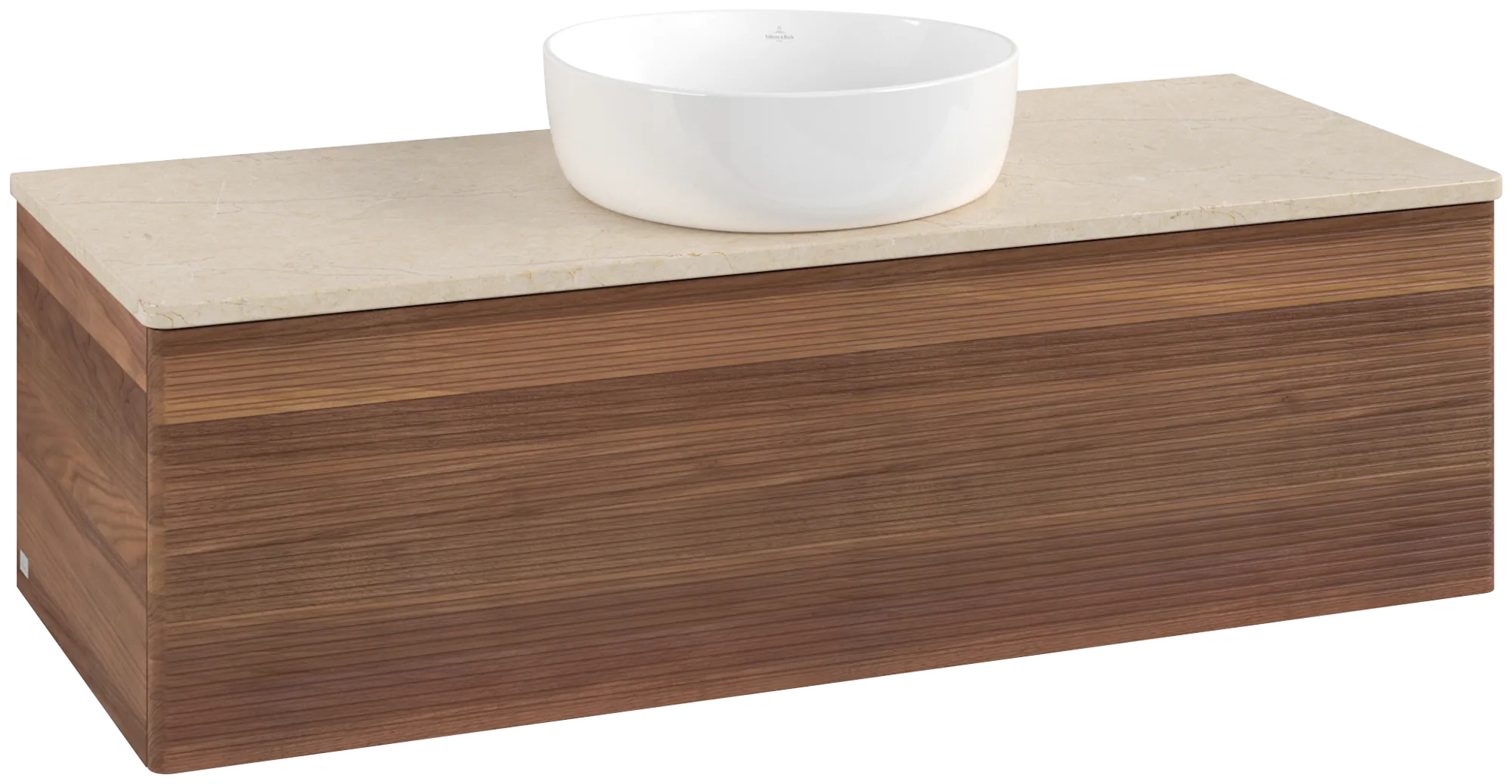 Bild von VILLEROY BOCH Antao Waschbeckenunterschrank, 1 Auszug, 1200 x 360 x 500 mm, Front mit Struktur, Warm Walnut / Botticino #K32113HM
