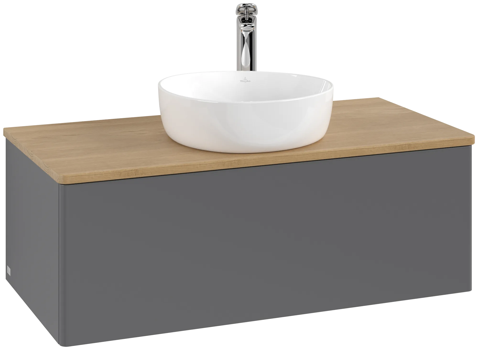 Obrázek VILLEROY BOCH Antao Vanity unit, 1 pull-out compartment, 1000 x 360 x 500 mm, Front without structure, Anthracite Matt Lacquer / Honey Oak #K31051GK