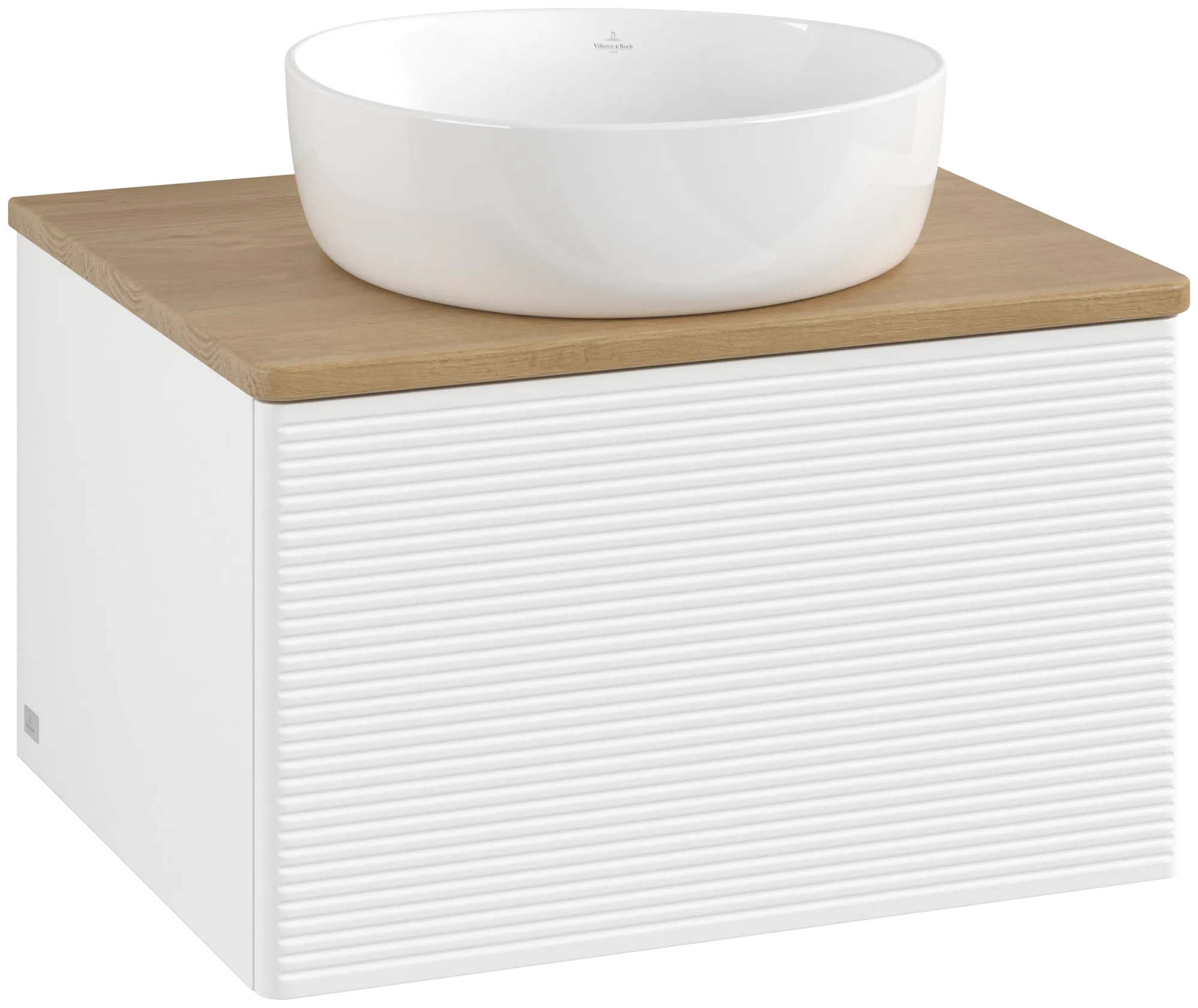 Bild von VILLEROY BOCH Antao Waschbeckenunterschrank, 1 Auszug, 600 x 360 x 500 mm, Front mit Struktur, White Matt Lacquer / Honey Oak #K29111MT