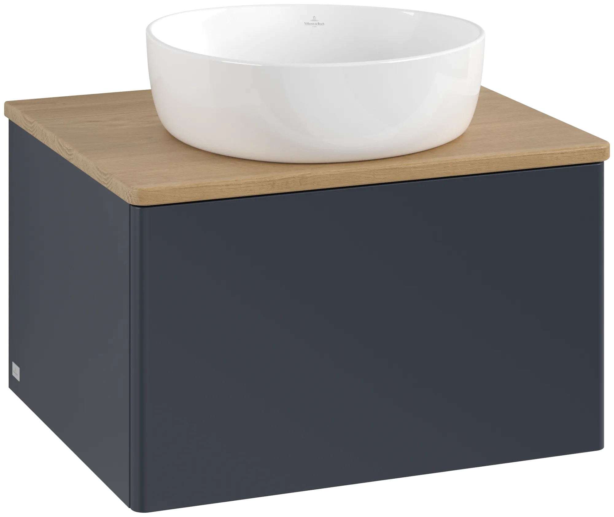 Bild von VILLEROY BOCH Antao Waschbeckenunterschrank, 1 Auszug, 600 x 360 x 500 mm, Front ohne Struktur, Midnight Blue Matt Lacquer / Honey Oak #K29011HG