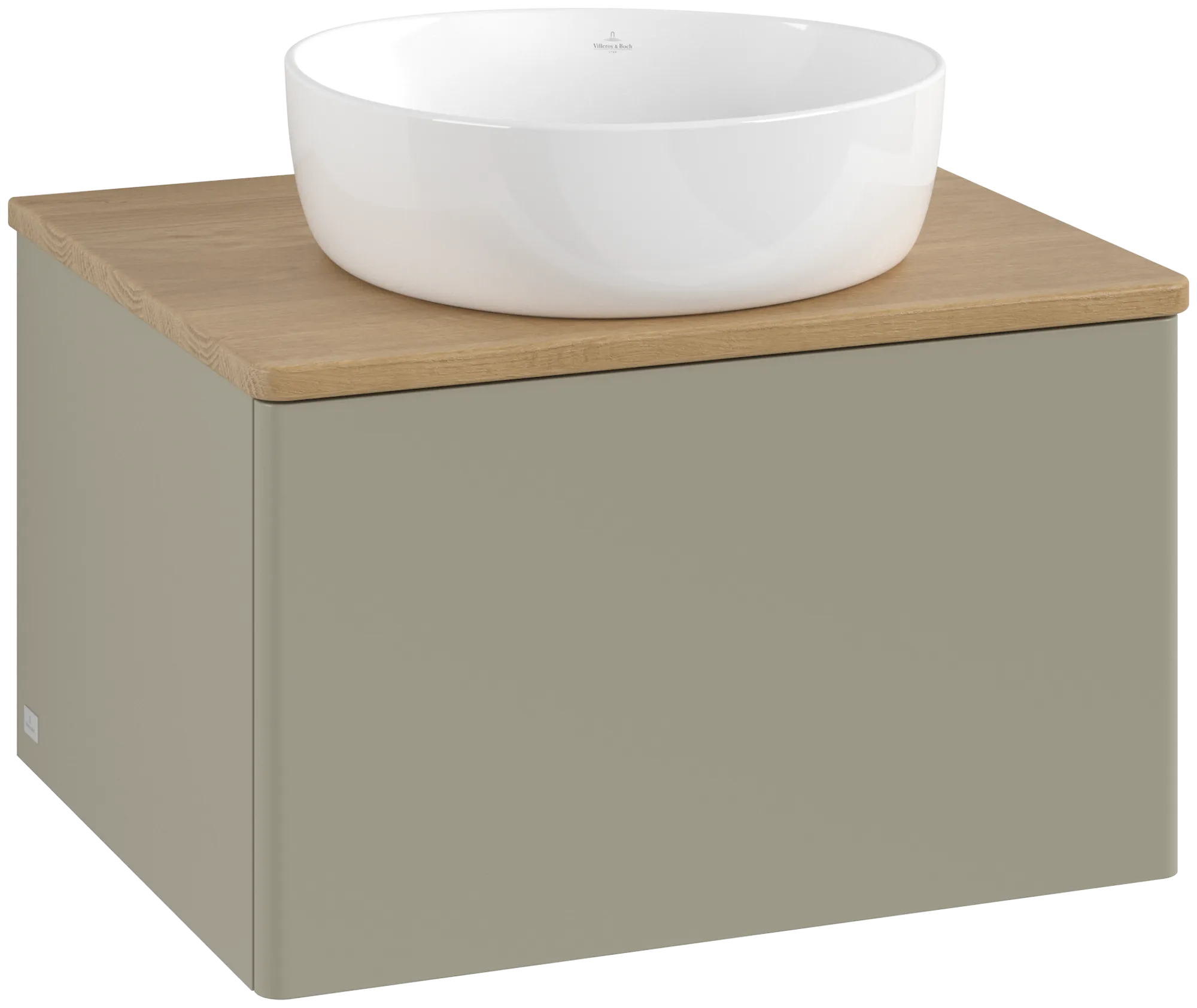 Bild von VILLEROY BOCH Antao Waschbeckenunterschrank, 1 Auszug, 600 x 360 x 500 mm, Front ohne Struktur, Stone Grey Matt Lacquer / Honey Oak #K29011HK