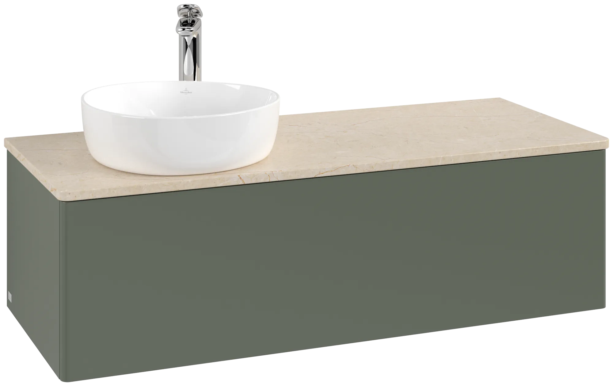 Bild von VILLEROY BOCH Antao Waschbeckenunterschrank, 1 Auszug, 1200 x 360 x 500 mm, Front ohne Struktur, Leaf Green Matt Lacquer / Botticino #K33053HL