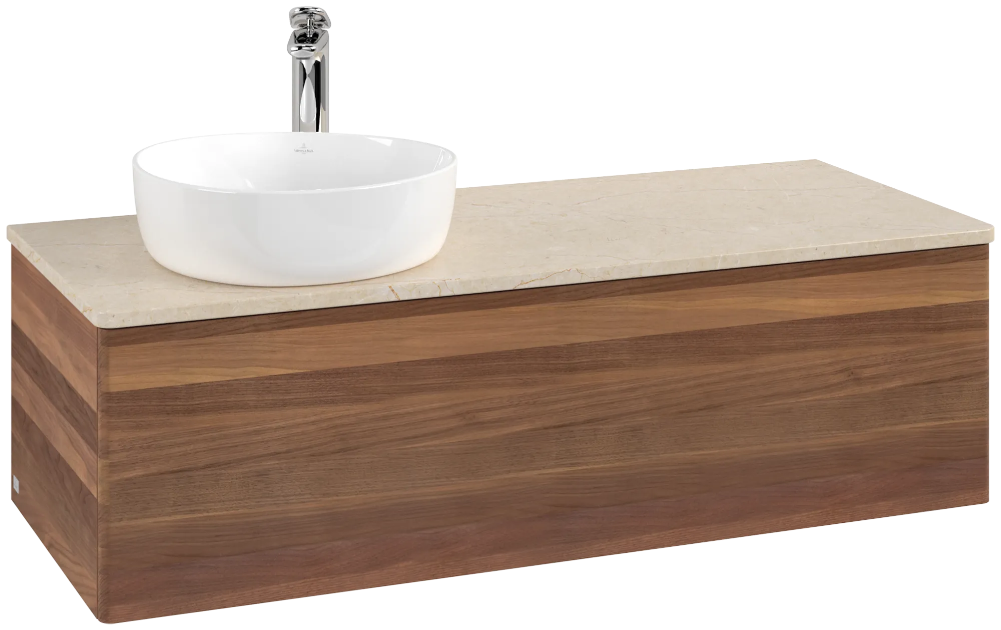 Bild von VILLEROY BOCH Antao Waschbeckenunterschrank, 1 Auszug, 1200 x 360 x 500 mm, Front ohne Struktur, Warm Walnut / Botticino #K33053HM