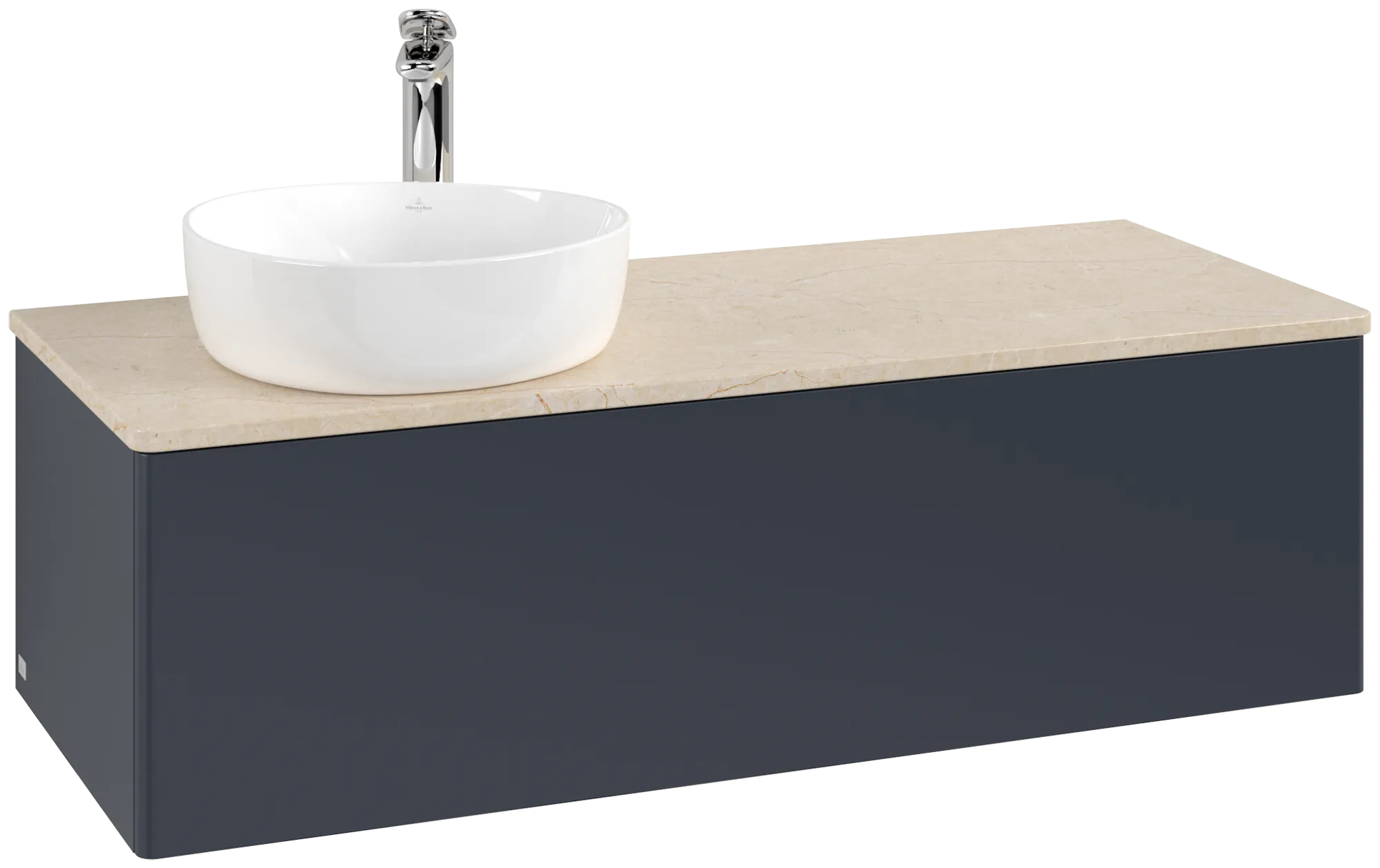 Bild von VILLEROY BOCH Antao Waschbeckenunterschrank, 1 Auszug, 1200 x 360 x 500 mm, Front ohne Struktur, Midnight Blue Matt Lacquer / Botticino #K33053HG