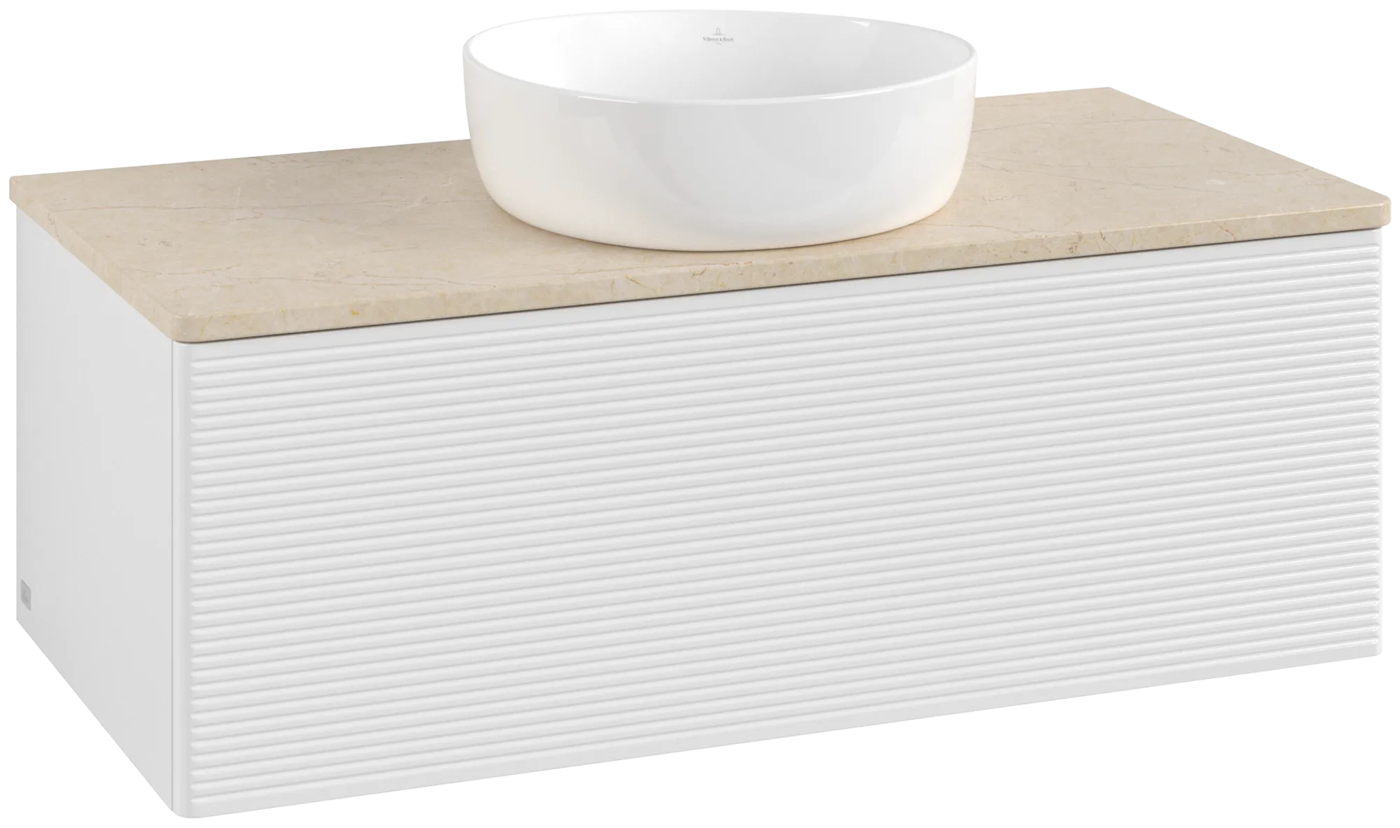 Bild von VILLEROY BOCH Antao Waschbeckenunterschrank, 1 Auszug, 1000 x 360 x 500 mm, Front mit Struktur, Glossy White Lacquer / Botticino #K31113GF