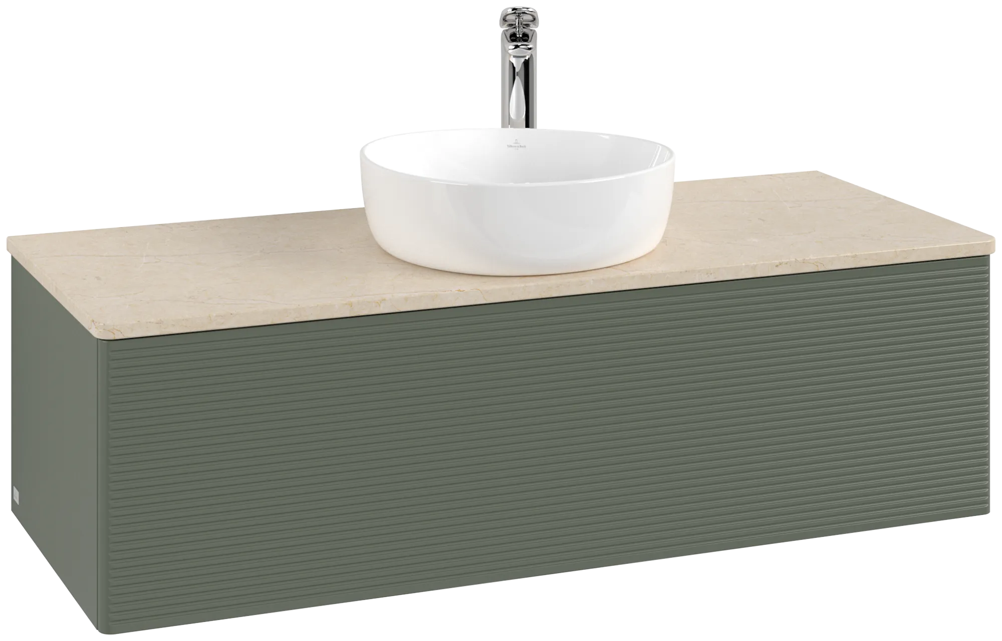 Bild von VILLEROY BOCH Antao Waschbeckenunterschrank, 1 Auszug, 1200 x 360 x 500 mm, Front mit Struktur, Leaf Green Matt Lacquer / Botticino #K32153HL