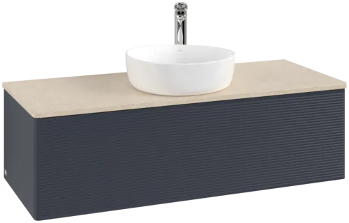 Bild von VILLEROY BOCH Antao Waschbeckenunterschrank, 1 Auszug, 1200 x 360 x 500 mm, Front mit Struktur, Midnight Blue Matt Lacquer / Botticino #K32153HG