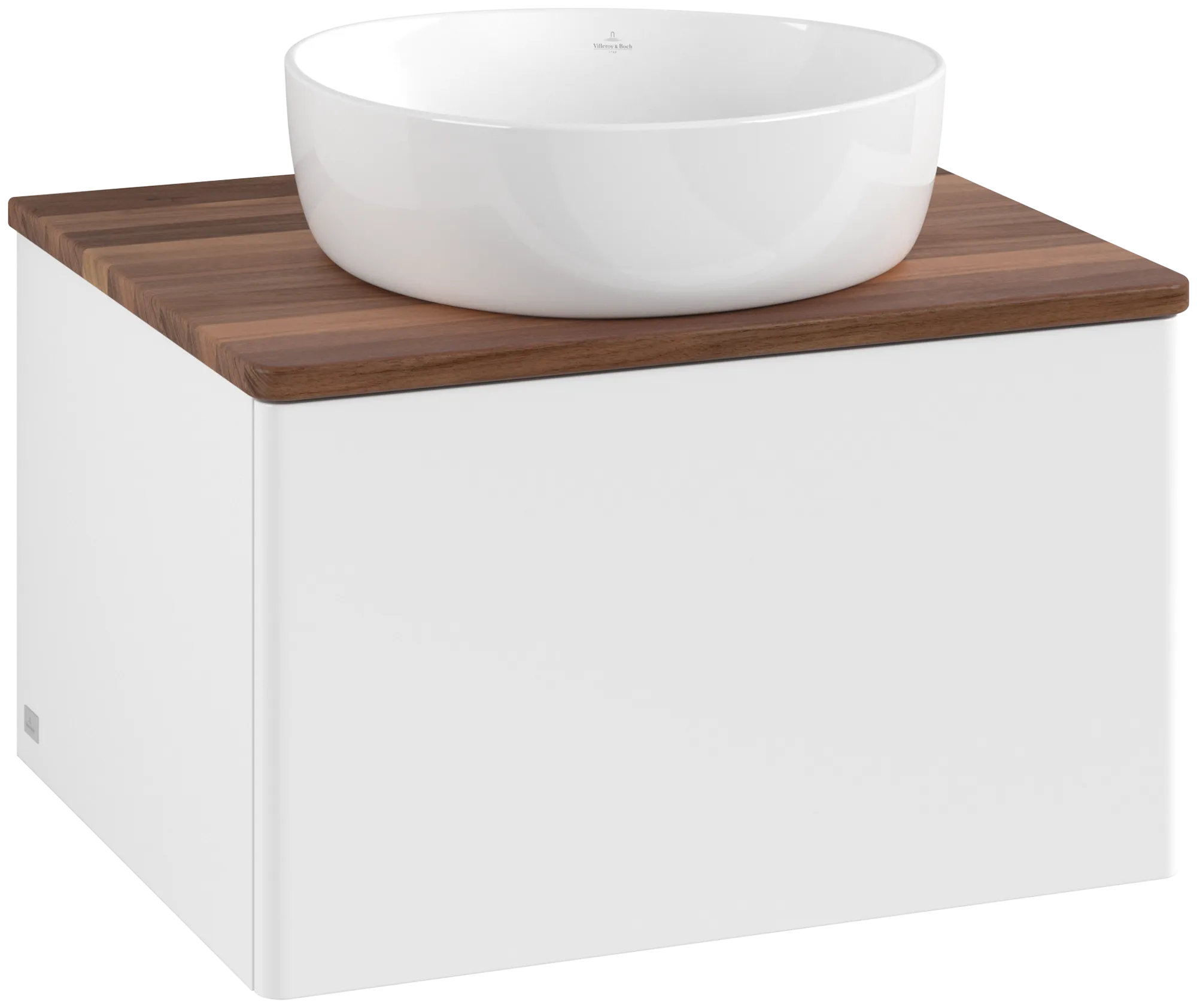 Bild von VILLEROY BOCH Antao Waschbeckenunterschrank, 1 Auszug, 600 x 360 x 500 mm, Front ohne Struktur, White Matt Lacquer / Warm Walnut #K29012MT