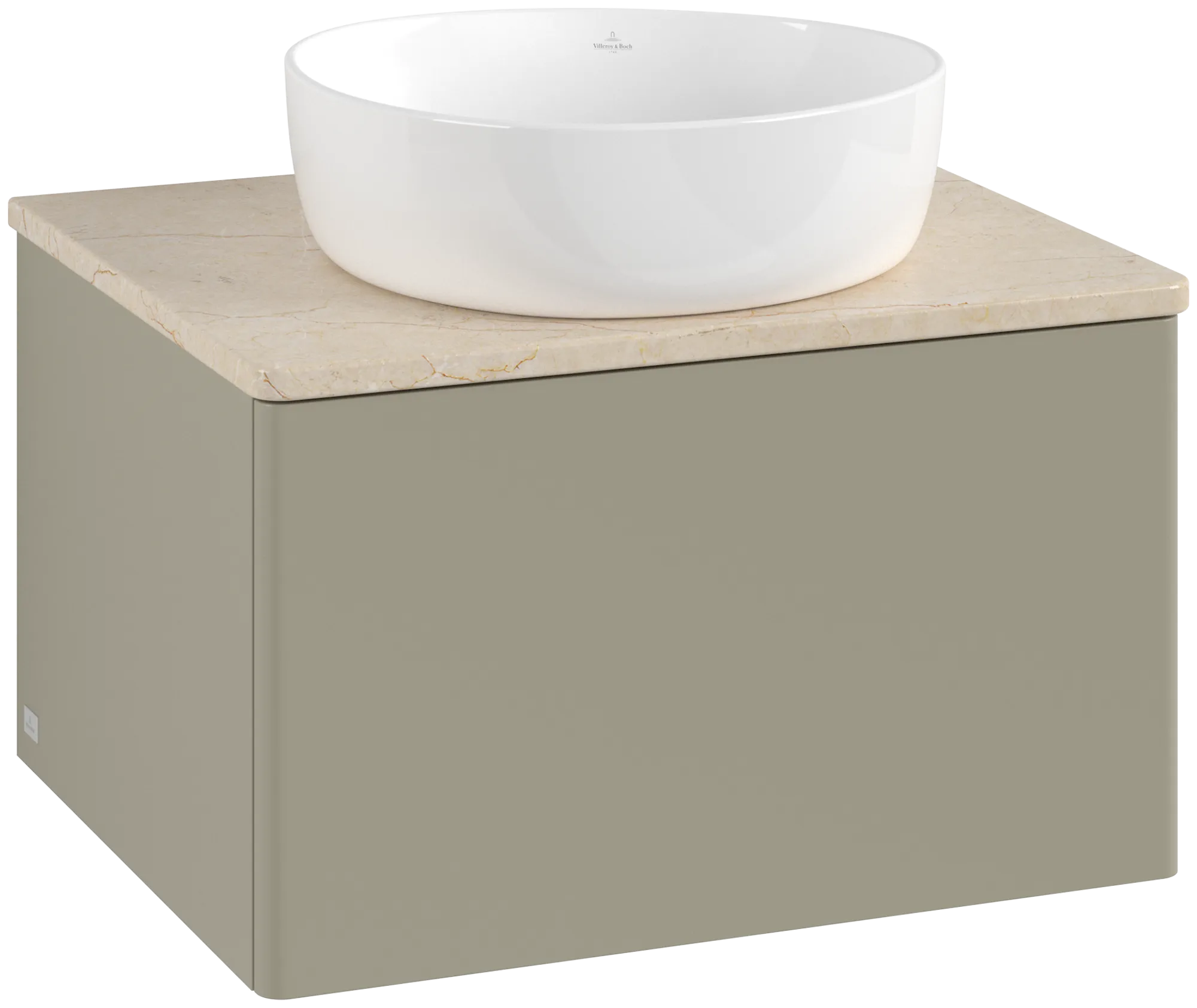 Bild von VILLEROY BOCH Antao Waschbeckenunterschrank, 1 Auszug, 600 x 360 x 500 mm, Front ohne Struktur, Stone Grey Matt Lacquer / Botticino #K29013HK