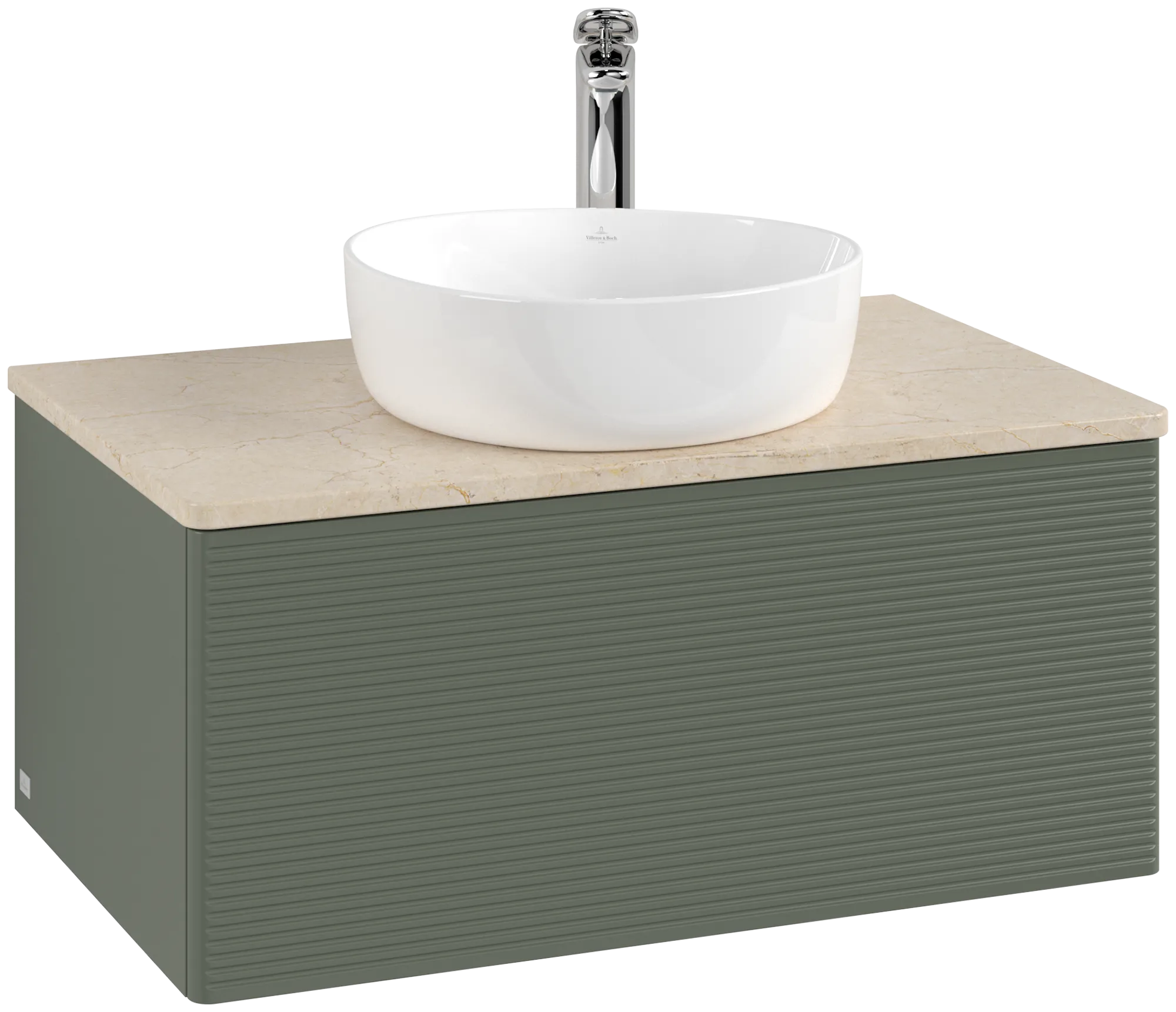 Bild von VILLEROY BOCH Antao Waschbeckenunterschrank, 1 Auszug, 800 x 360 x 500 mm, Front mit Struktur, Leaf Green Matt Lacquer / Botticino #K30153HL