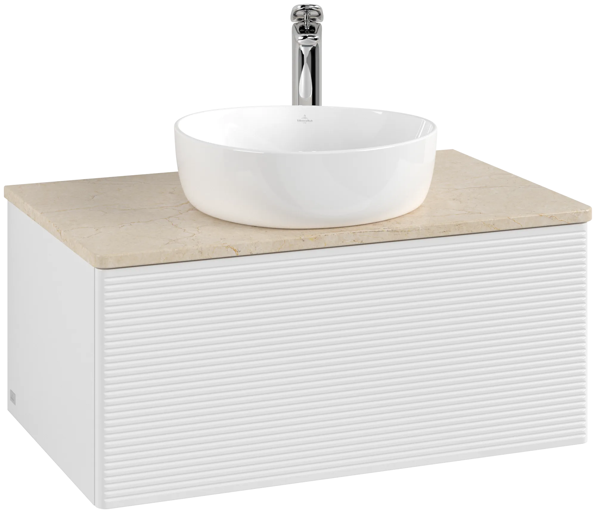 Bild von VILLEROY BOCH Antao Waschbeckenunterschrank, 1 Auszug, 800 x 360 x 500 mm, Front mit Struktur, Glossy White Lacquer / Botticino #K30153GF