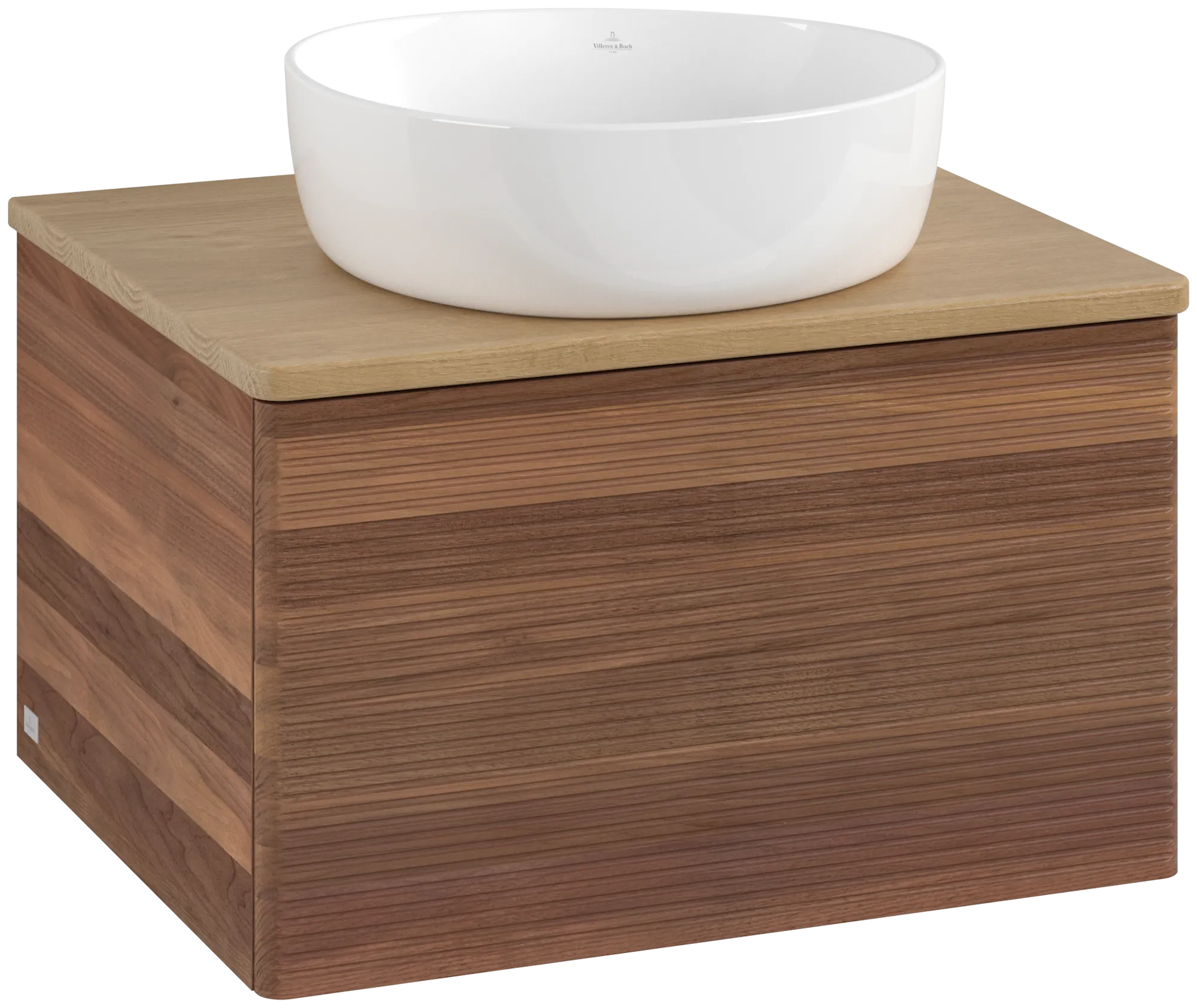 Bild von VILLEROY BOCH Antao Waschbeckenunterschrank, 1 Auszug, 600 x 360 x 500 mm, Front mit Struktur, Warm Walnut / Honey Oak #K29111HM