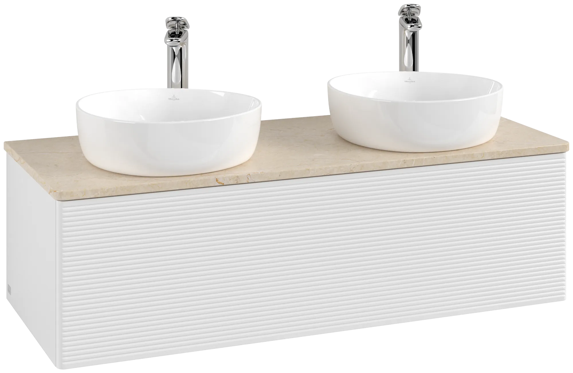 Bild von VILLEROY BOCH Antao Waschbeckenunterschrank, 1 Auszug, 1200 x 360 x 500 mm, Front mit Struktur, Glossy White Lacquer / Botticino #K35153GF