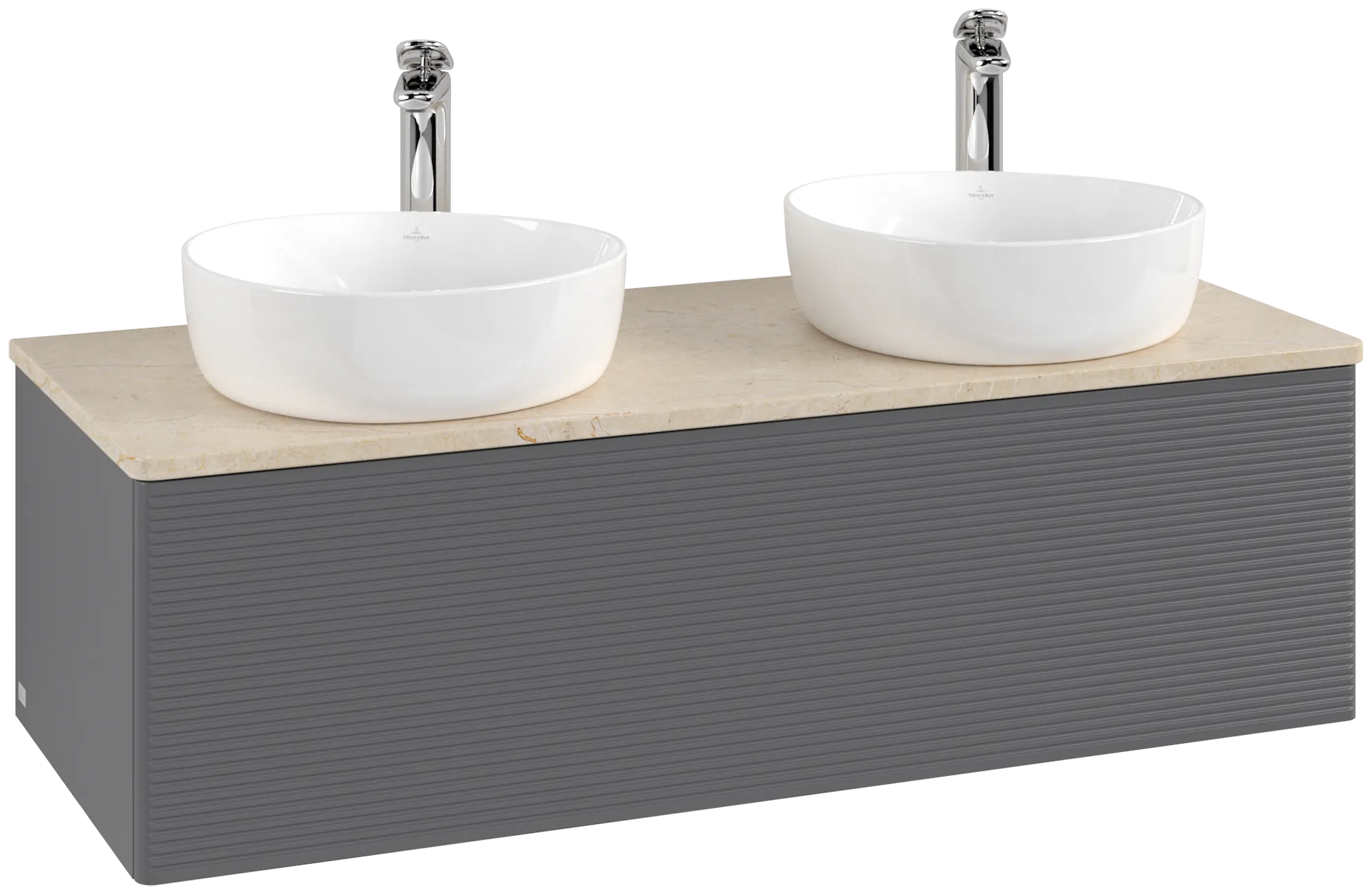 Bild von VILLEROY BOCH Antao Waschbeckenunterschrank, 1 Auszug, 1200 x 360 x 500 mm, Front mit Struktur, Anthracite Matt Lacquer / Botticino #K35153GK