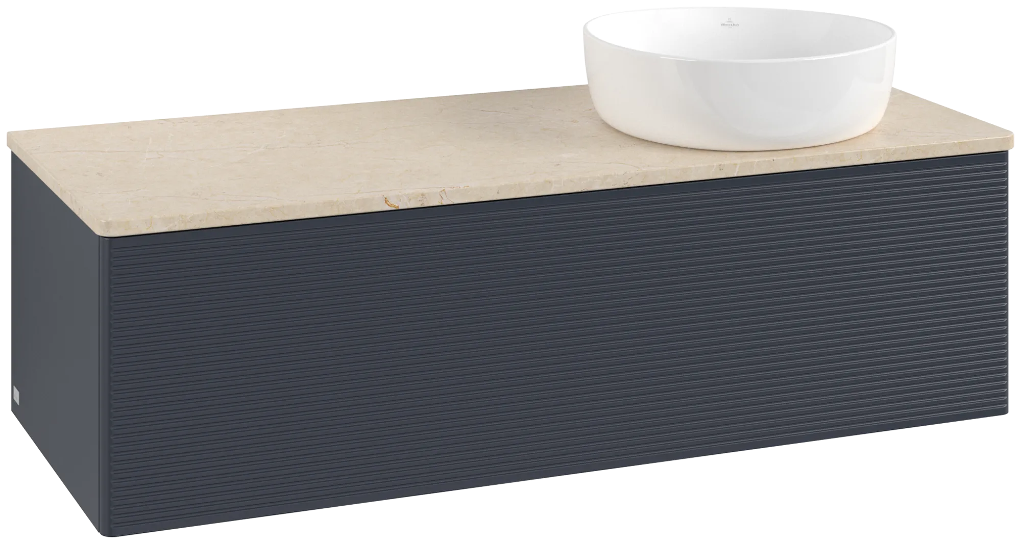 Bild von VILLEROY BOCH Antao Waschbeckenunterschrank, 1 Auszug, 1200 x 360 x 500 mm, Front mit Struktur, Midnight Blue Matt Lacquer / Botticino #K34113HG