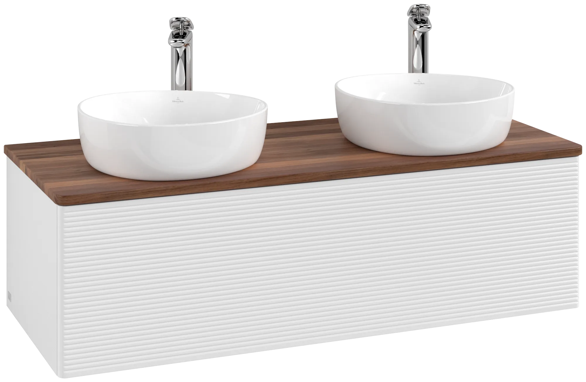 Bild von VILLEROY BOCH Antao Waschbeckenunterschrank, 1 Auszug, 1200 x 360 x 500 mm, Front mit Struktur, Glossy White Lacquer / Warm Walnut #K35152GF