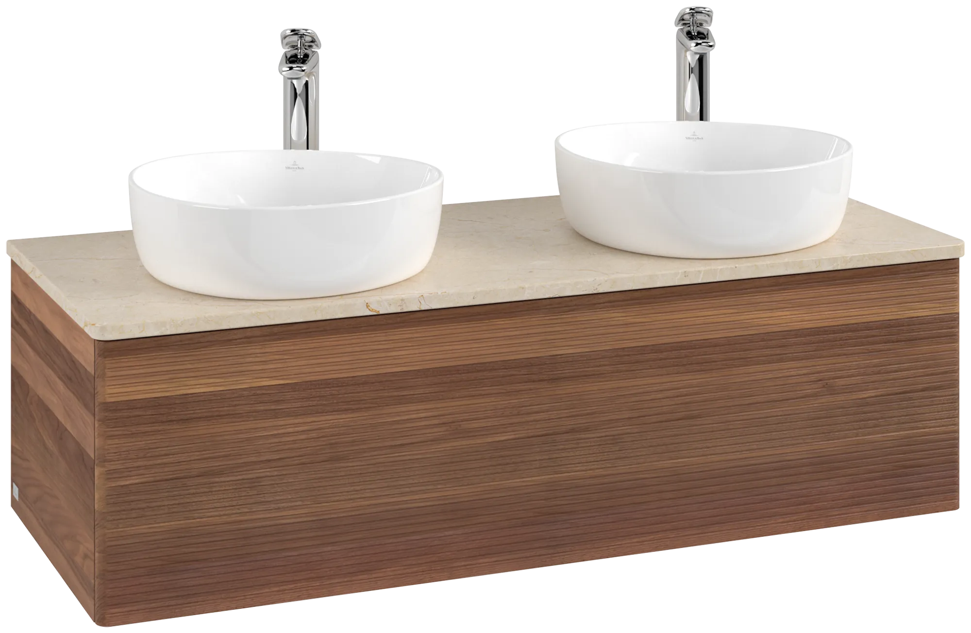 Bild von VILLEROY BOCH Antao Waschbeckenunterschrank, 1 Auszug, 1200 x 360 x 500 mm, Front mit Struktur, Warm Walnut / Botticino #K35153HM