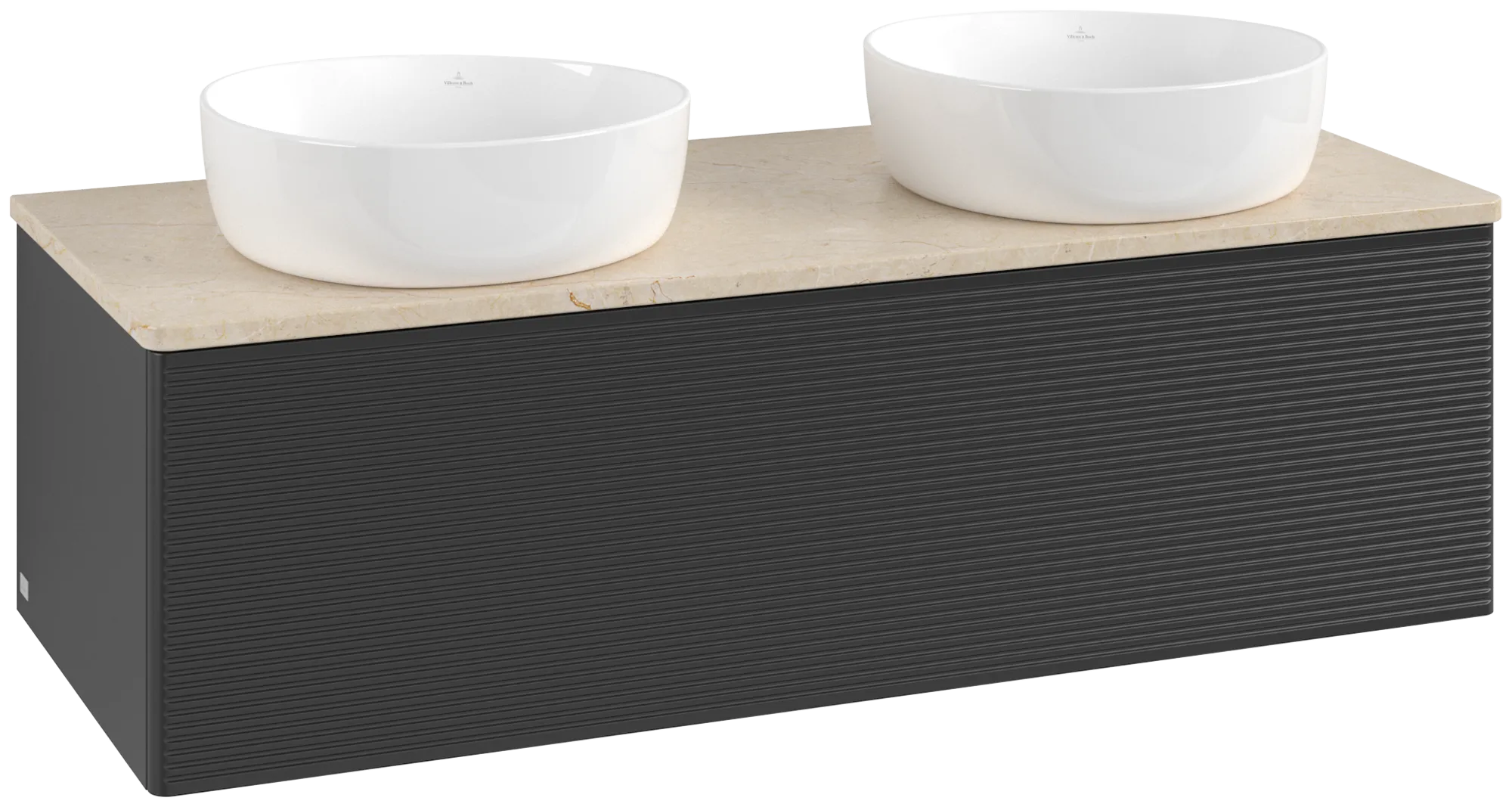Bild von VILLEROY BOCH Antao Waschbeckenunterschrank, 1 Auszug, 1200 x 360 x 500 mm, Front mit Struktur, Black Matt Lacquer / Botticino #K35113PD