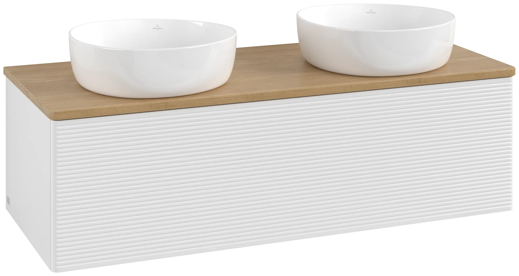 Bild von VILLEROY BOCH Antao Waschbeckenunterschrank, 1 Auszug, 1200 x 360 x 500 mm, Front mit Struktur, Glossy White Lacquer / Honey Oak #K35111GF