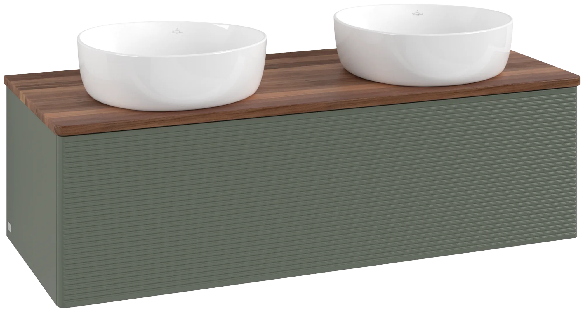 Bild von VILLEROY BOCH Antao Waschbeckenunterschrank, 1 Auszug, 1200 x 360 x 500 mm, Front mit Struktur, Leaf Green Matt Lacquer / Warm Walnut #K35112HL