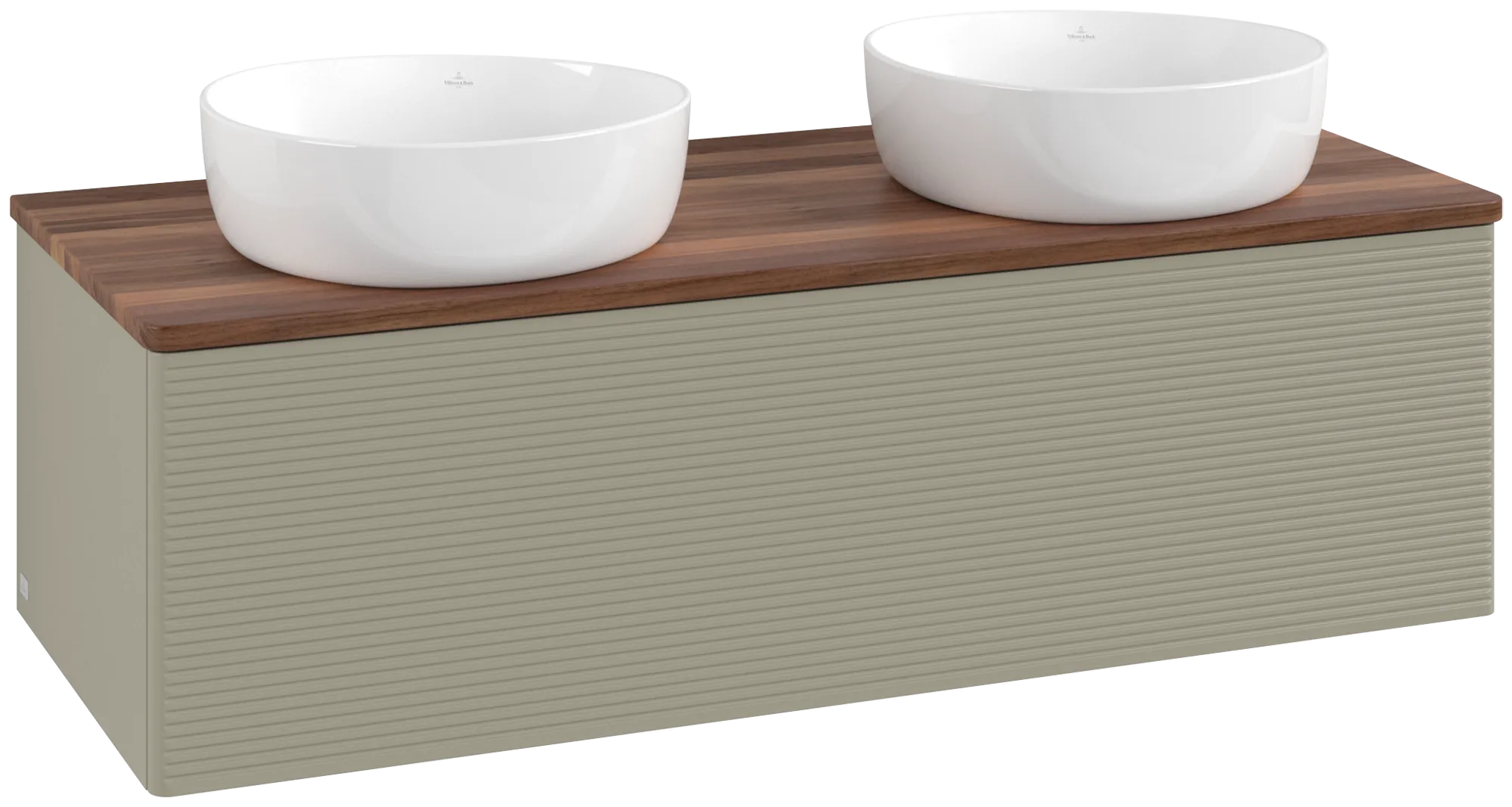 Bild von VILLEROY BOCH Antao Waschbeckenunterschrank, 1 Auszug, 1200 x 360 x 500 mm, Front mit Struktur, Stone Grey Matt Lacquer / Warm Walnut #K35112HK