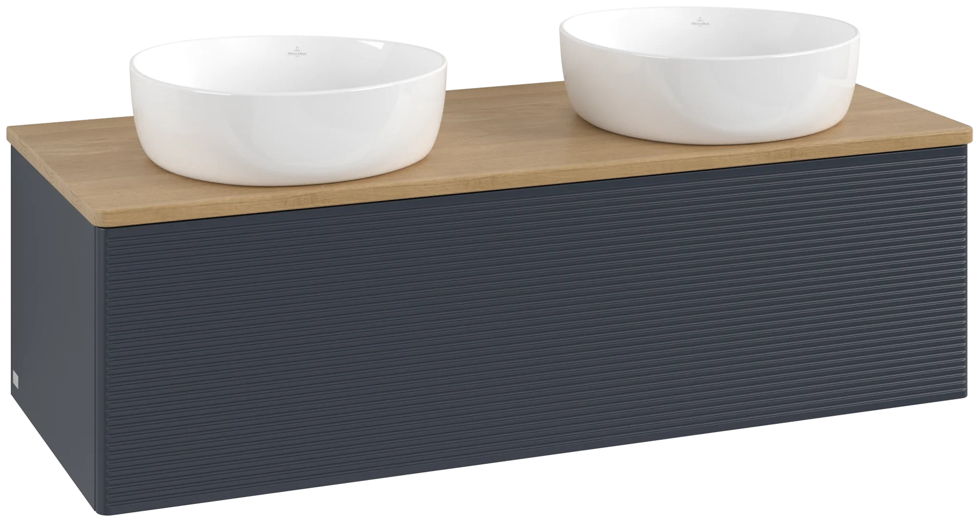 Bild von VILLEROY BOCH Antao Waschbeckenunterschrank, 1 Auszug, 1200 x 360 x 500 mm, Front mit Struktur, Midnight Blue Matt Lacquer / Honey Oak #K35111HG