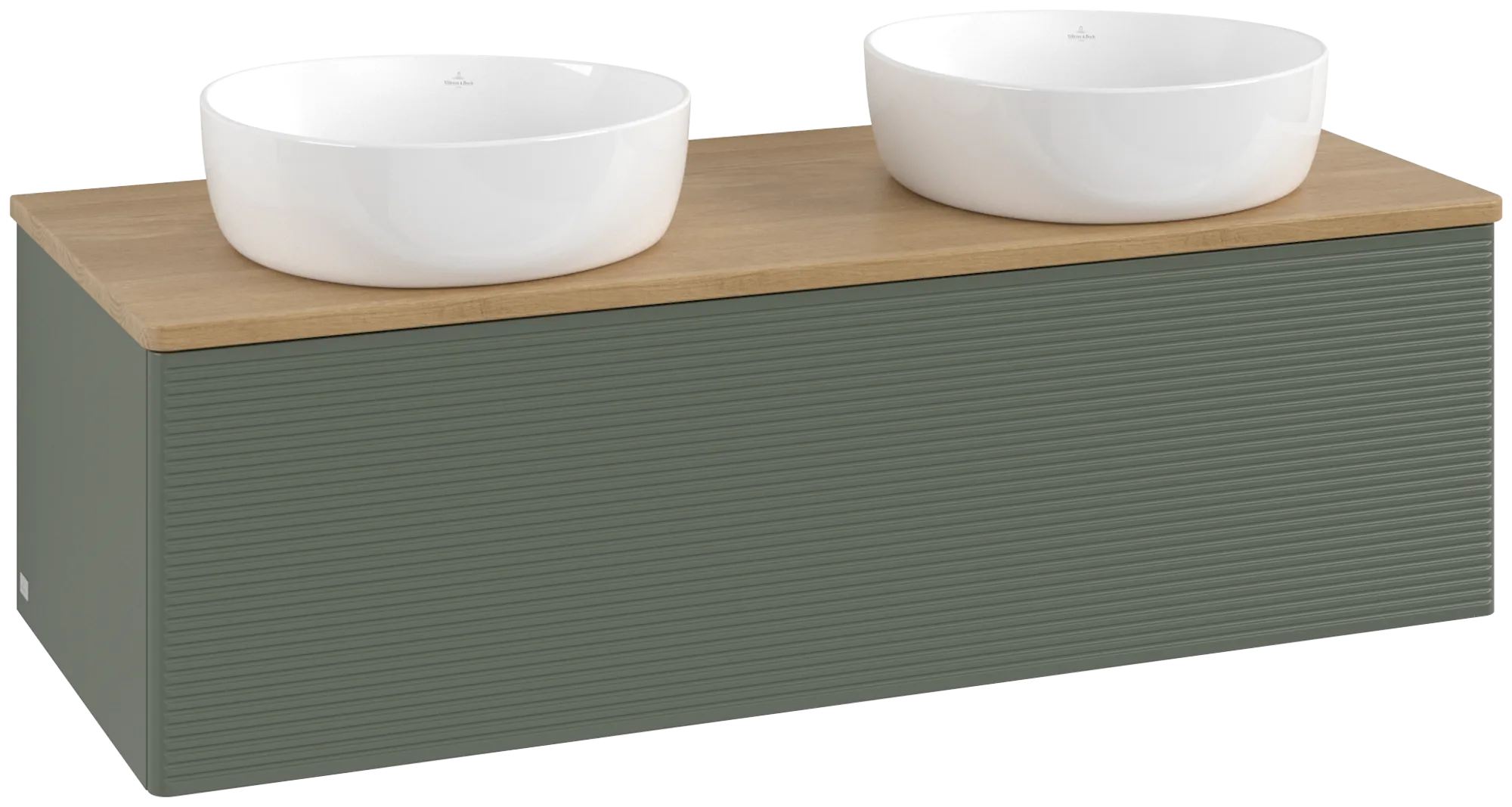 Bild von VILLEROY BOCH Antao Waschbeckenunterschrank, 1 Auszug, 1200 x 360 x 500 mm, Front mit Struktur, Leaf Green Matt Lacquer / Honey Oak #K35111HL