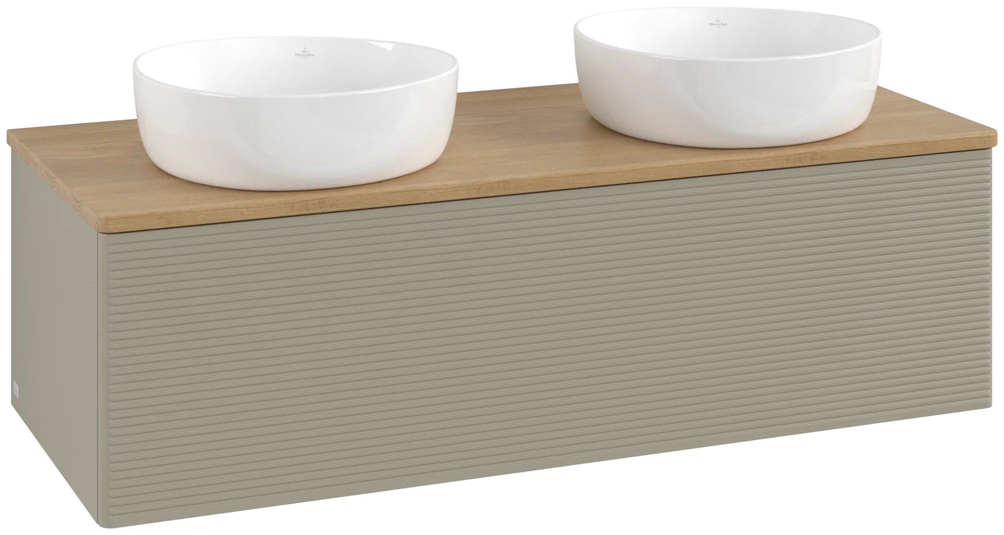 Bild von VILLEROY BOCH Antao Waschbeckenunterschrank, 1 Auszug, 1200 x 360 x 500 mm, Front mit Struktur, Stone Grey Matt Lacquer / Honey Oak #K35111HK