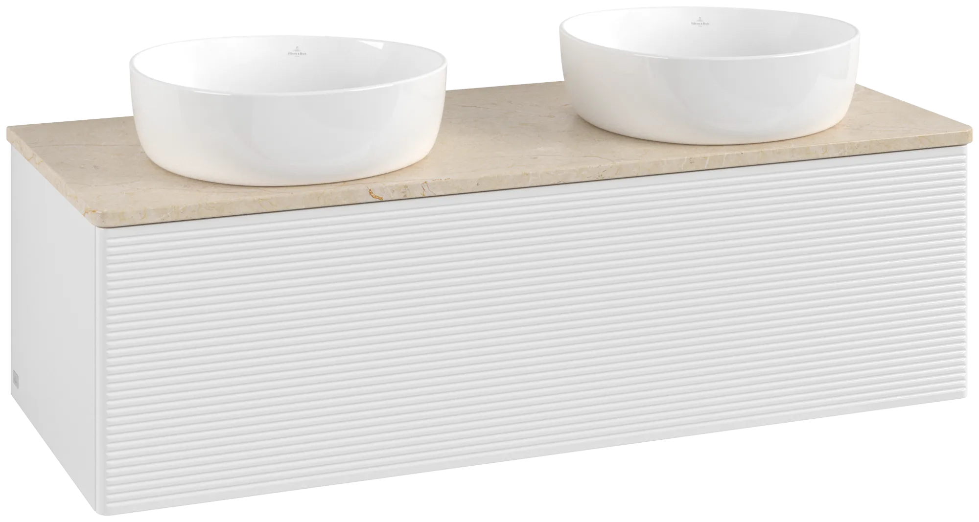 Bild von VILLEROY BOCH Antao Waschbeckenunterschrank, 1 Auszug, 1200 x 360 x 500 mm, Front mit Struktur, Glossy White Lacquer / Botticino #K35113GF