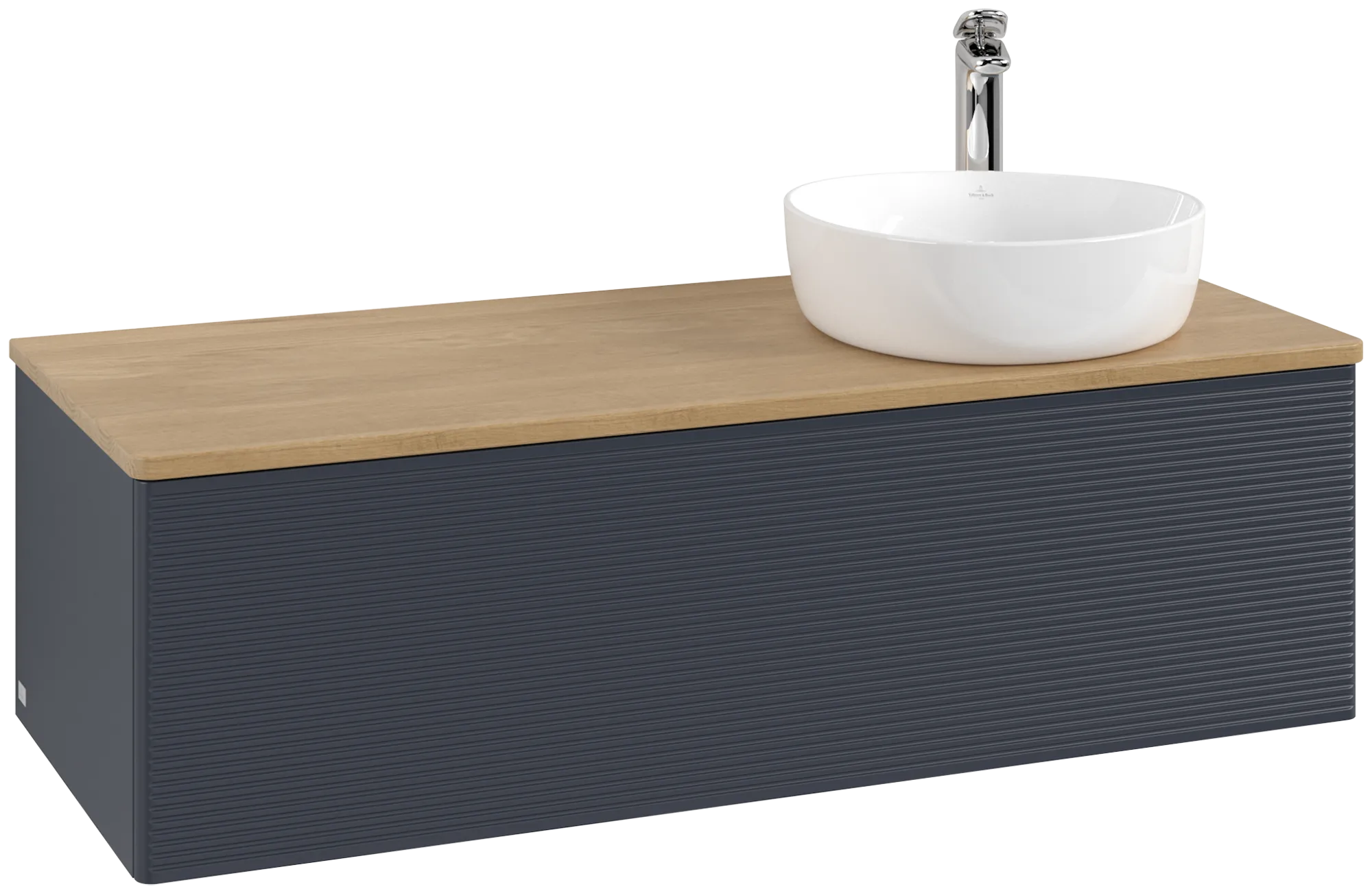 Bild von VILLEROY BOCH Antao Waschbeckenunterschrank, 1 Auszug, 1200 x 360 x 500 mm, Front mit Struktur, Midnight Blue Matt Lacquer / Honey Oak #K34151HG