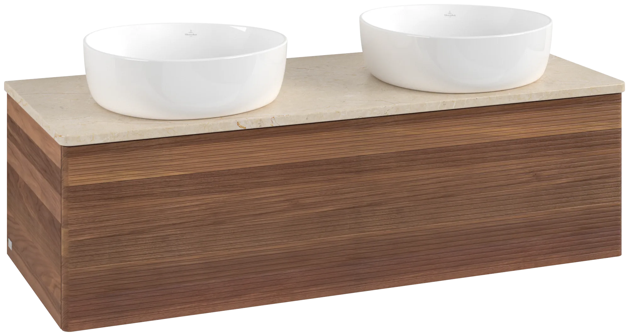 Bild von VILLEROY BOCH Antao Waschbeckenunterschrank, 1 Auszug, 1200 x 360 x 500 mm, Front mit Struktur, Warm Walnut / Botticino #K35113HM