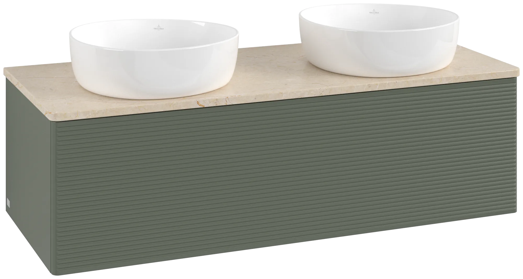 Bild von VILLEROY BOCH Antao Waschbeckenunterschrank, 1 Auszug, 1200 x 360 x 500 mm, Front mit Struktur, Leaf Green Matt Lacquer / Botticino #K35113HL