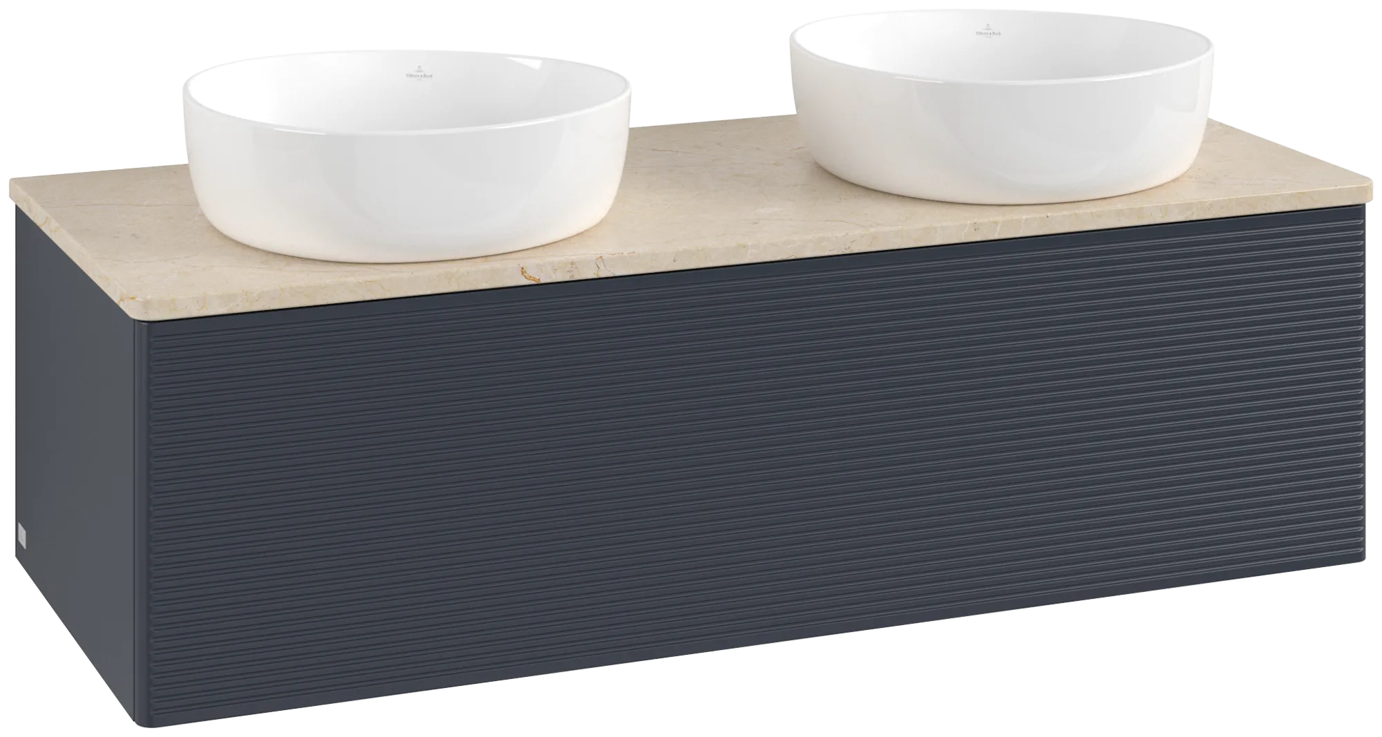 Bild von VILLEROY BOCH Antao Waschbeckenunterschrank, 1 Auszug, 1200 x 360 x 500 mm, Front mit Struktur, Midnight Blue Matt Lacquer / Botticino #K35113HG