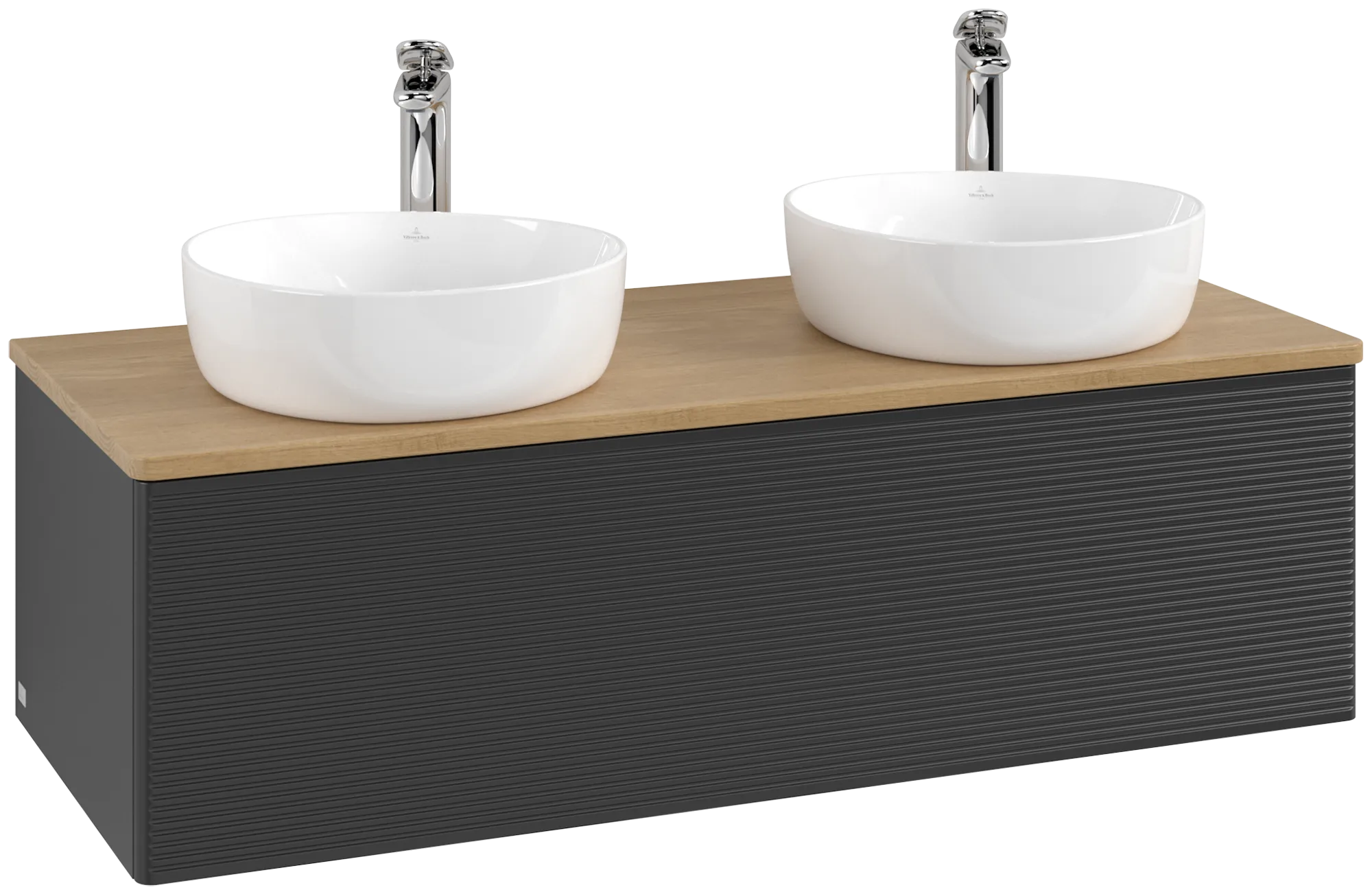 Bild von VILLEROY BOCH Antao Waschbeckenunterschrank, 1 Auszug, 1200 x 360 x 500 mm, Front mit Struktur, Black Matt Lacquer / Honey Oak #K35151PD