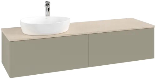 Bild von VILLEROY BOCH Antao Waschbeckenunterschrank, 2 Auszüge, 1600 x 360 x 500 mm, Front ohne Struktur, Stone Grey Matt Lacquer / Botticino #K37053HK