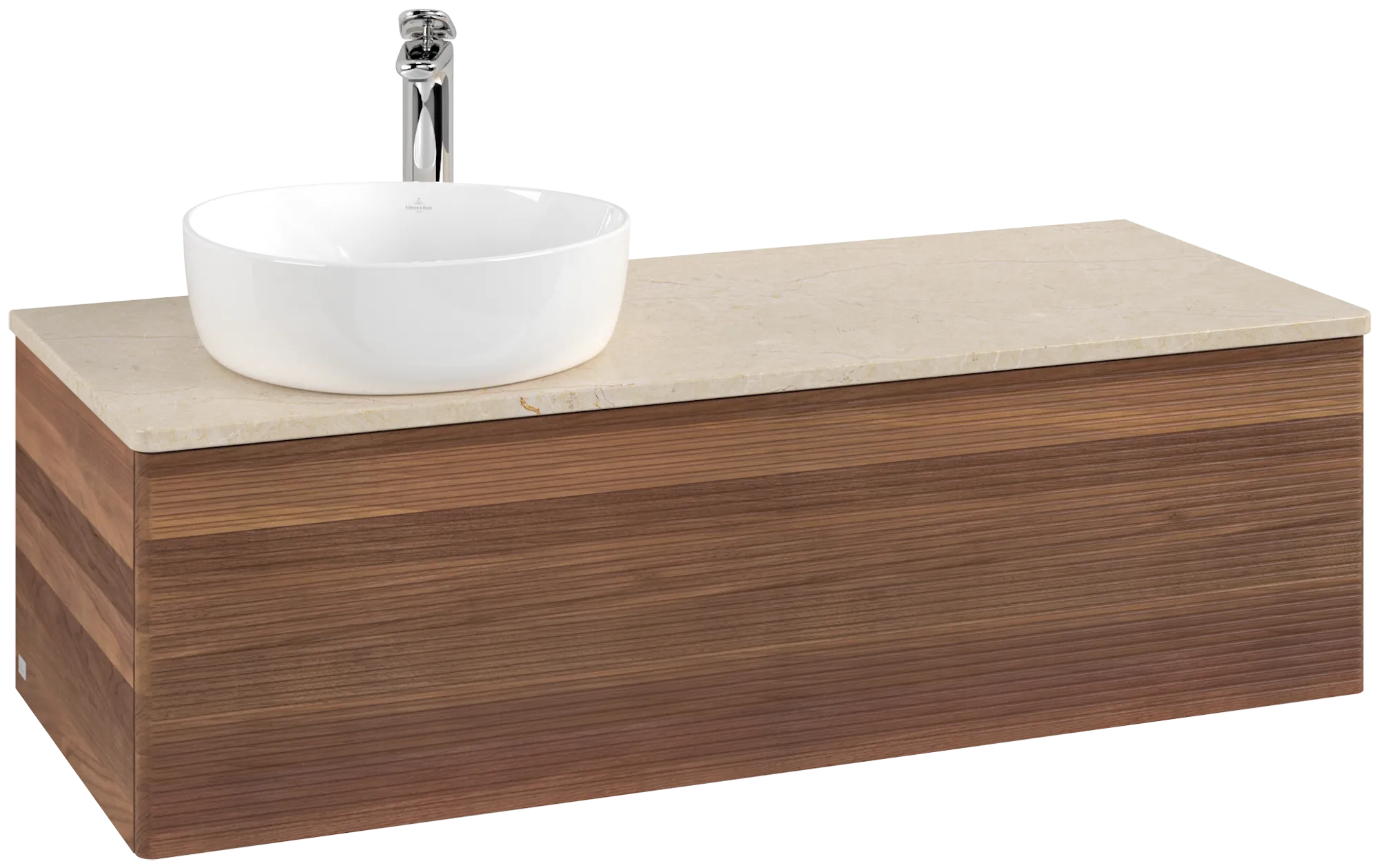 Bild von VILLEROY BOCH Antao Waschbeckenunterschrank, 1 Auszug, 1200 x 360 x 500 mm, Front mit Struktur, Warm Walnut / Botticino #K33153HM