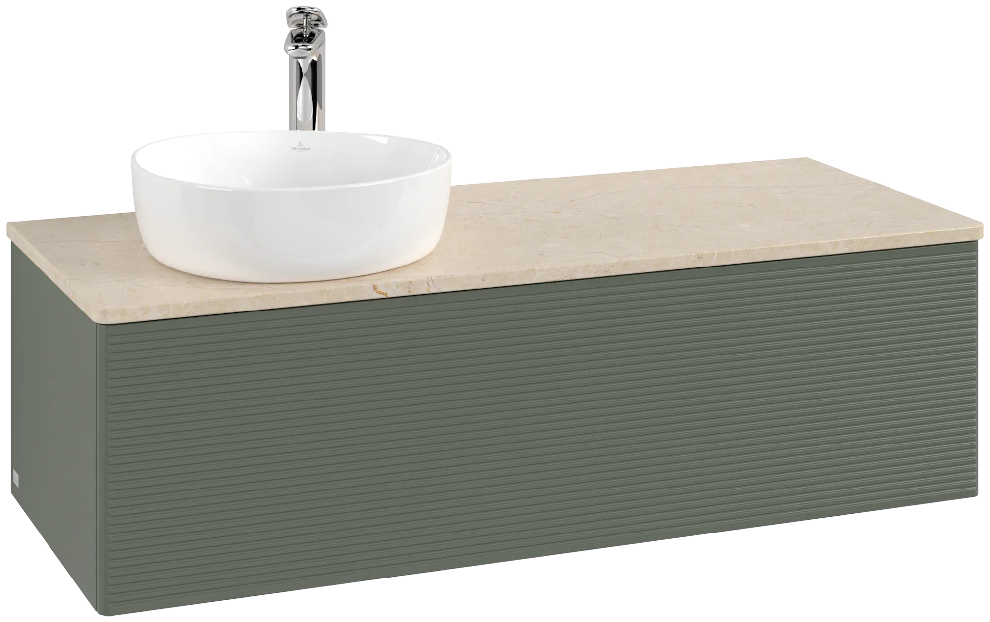 Bild von VILLEROY BOCH Antao Waschbeckenunterschrank, 1 Auszug, 1200 x 360 x 500 mm, Front mit Struktur, Leaf Green Matt Lacquer / Botticino #K33153HL