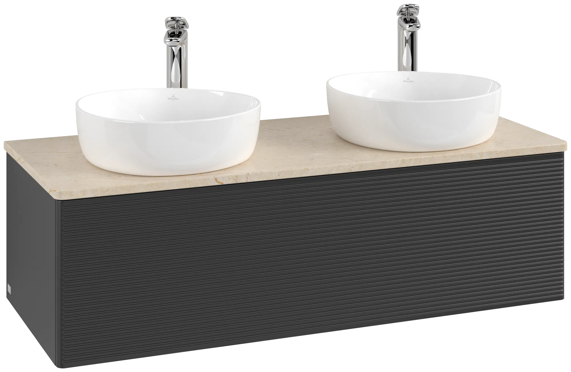 Bild von VILLEROY BOCH Antao Waschbeckenunterschrank, 1 Auszug, 1200 x 360 x 500 mm, Front mit Struktur, Black Matt Lacquer / Botticino #K35153PD