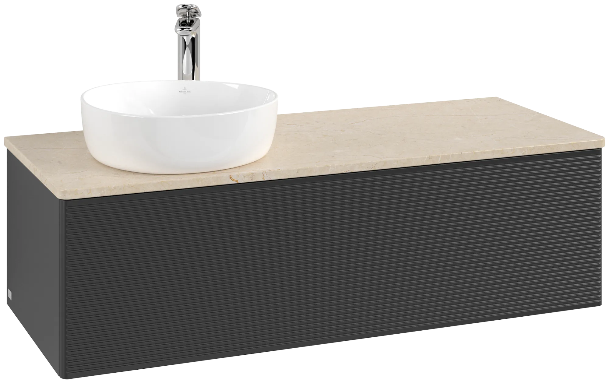 Bild von VILLEROY BOCH Antao Waschbeckenunterschrank, 1 Auszug, 1200 x 360 x 500 mm, Front mit Struktur, Black Matt Lacquer / Botticino #K33153PD