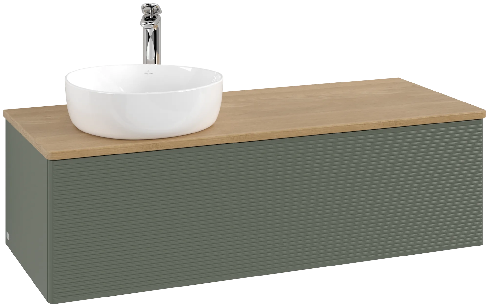 Bild von VILLEROY BOCH Antao Waschbeckenunterschrank, 1 Auszug, 1200 x 360 x 500 mm, Front mit Struktur, Leaf Green Matt Lacquer / Honey Oak #K33151HL