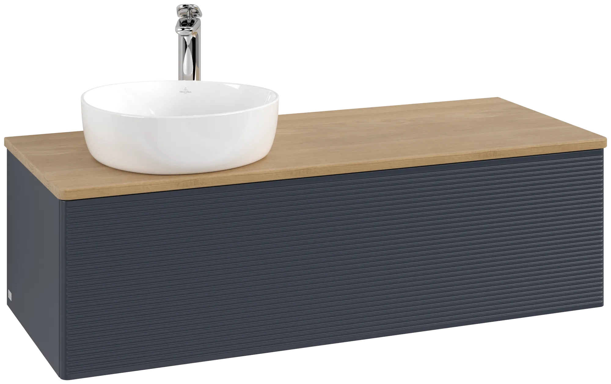 Obrázek VILLEROY BOCH Antao Vanity unit, 1 pull-out compartment, 1200 x 360 x 500 mm, Front with grain texture, Midnight Blue Matt Lacquer / Honey Oak #K33151HG