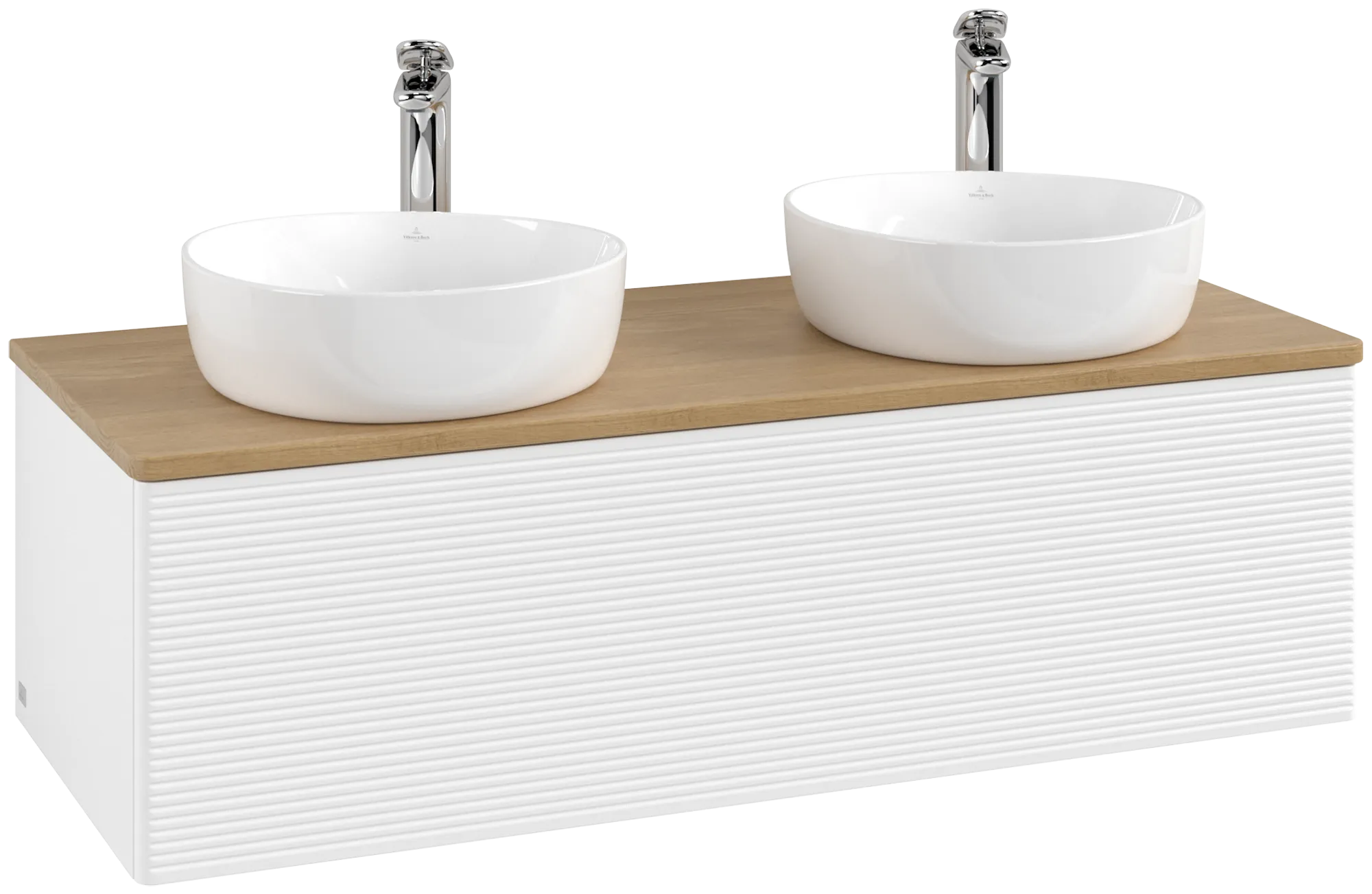 Bild von VILLEROY BOCH Antao Waschbeckenunterschrank, 1 Auszug, 1200 x 360 x 500 mm, Front mit Struktur, White Matt Lacquer / Honey Oak #K35151MT