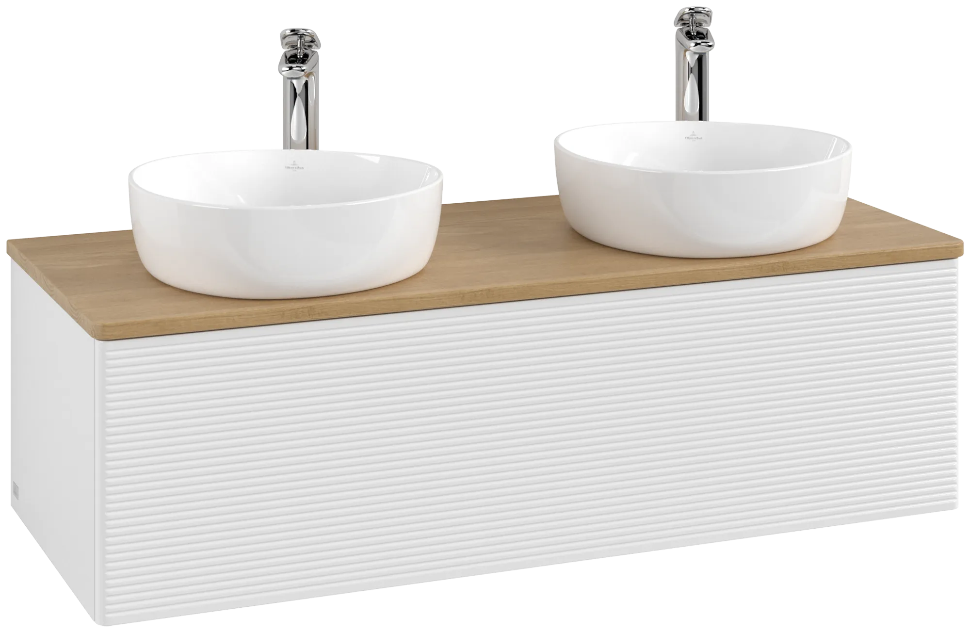 Bild von VILLEROY BOCH Antao Waschbeckenunterschrank, 1 Auszug, 1200 x 360 x 500 mm, Front mit Struktur, Glossy White Lacquer / Honey Oak #K35151GF
