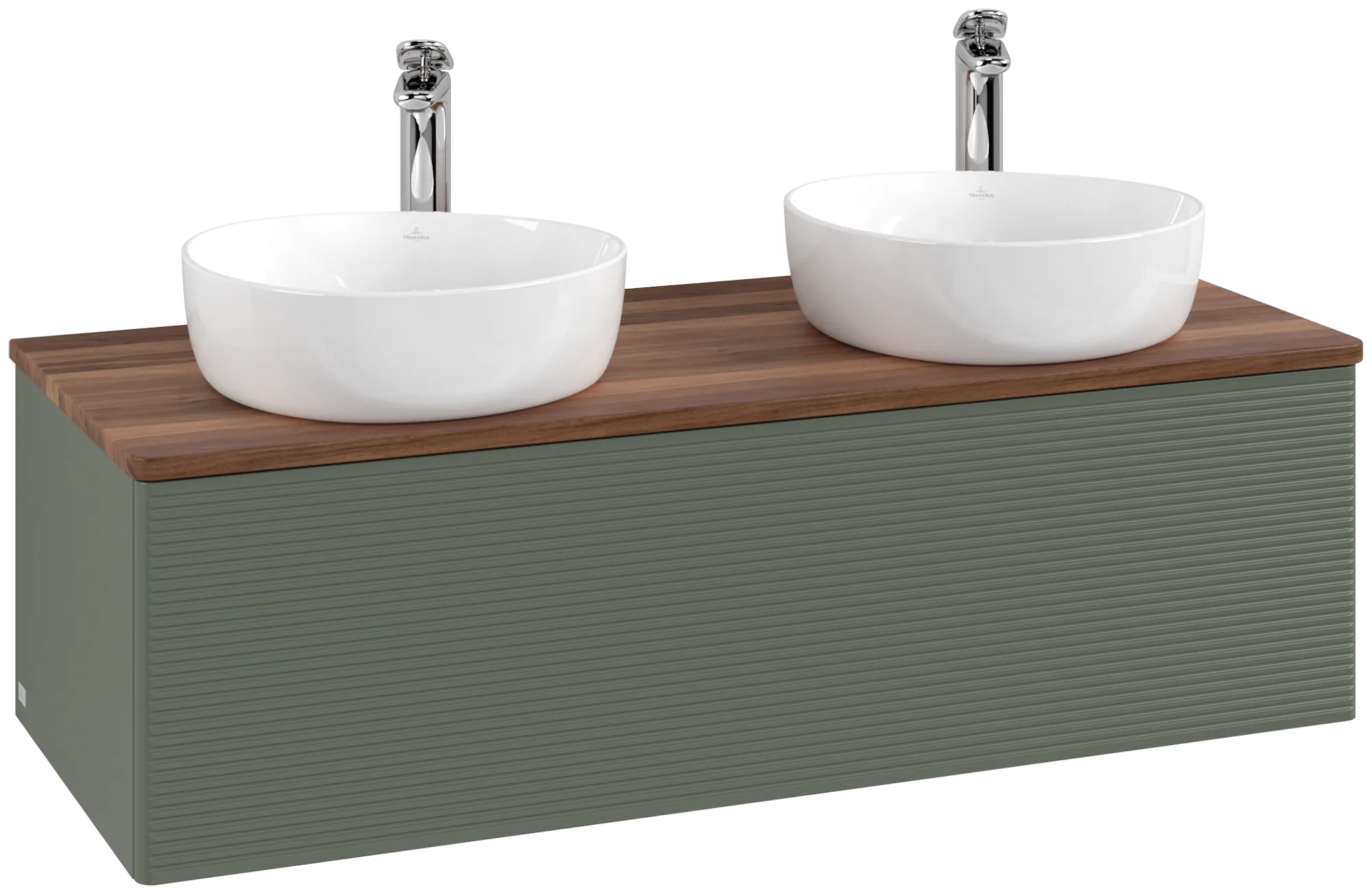 Bild von VILLEROY BOCH Antao Waschbeckenunterschrank, 1 Auszug, 1200 x 360 x 500 mm, Front mit Struktur, Leaf Green Matt Lacquer / Warm Walnut #K35152HL