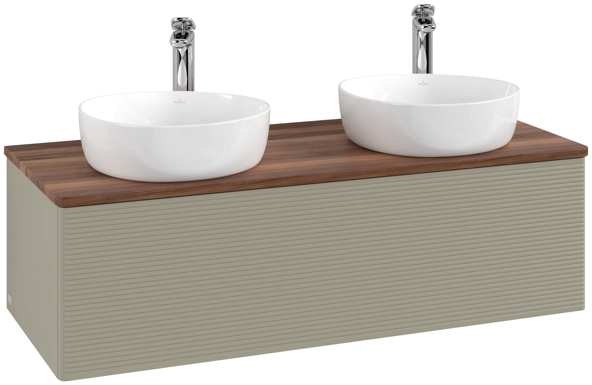 Bild von VILLEROY BOCH Antao Waschbeckenunterschrank, 1 Auszug, 1200 x 360 x 500 mm, Front mit Struktur, Stone Grey Matt Lacquer / Warm Walnut #K35152HK