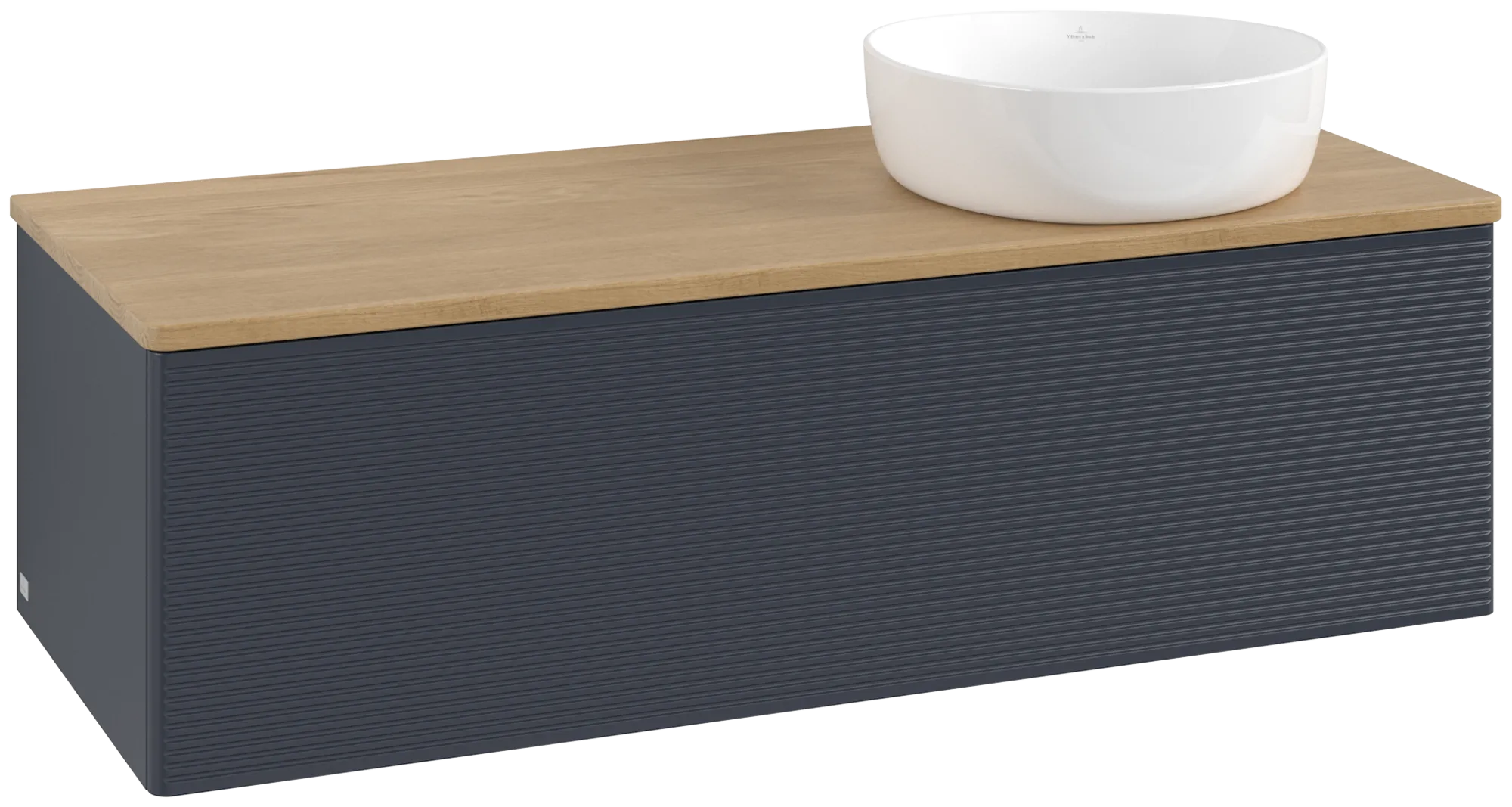 Obrázek VILLEROY BOCH Antao Vanity unit, 1 pull-out compartment, 1200 x 360 x 500 mm, Front with grain texture, Midnight Blue Matt Lacquer / Honey Oak #K34111HG