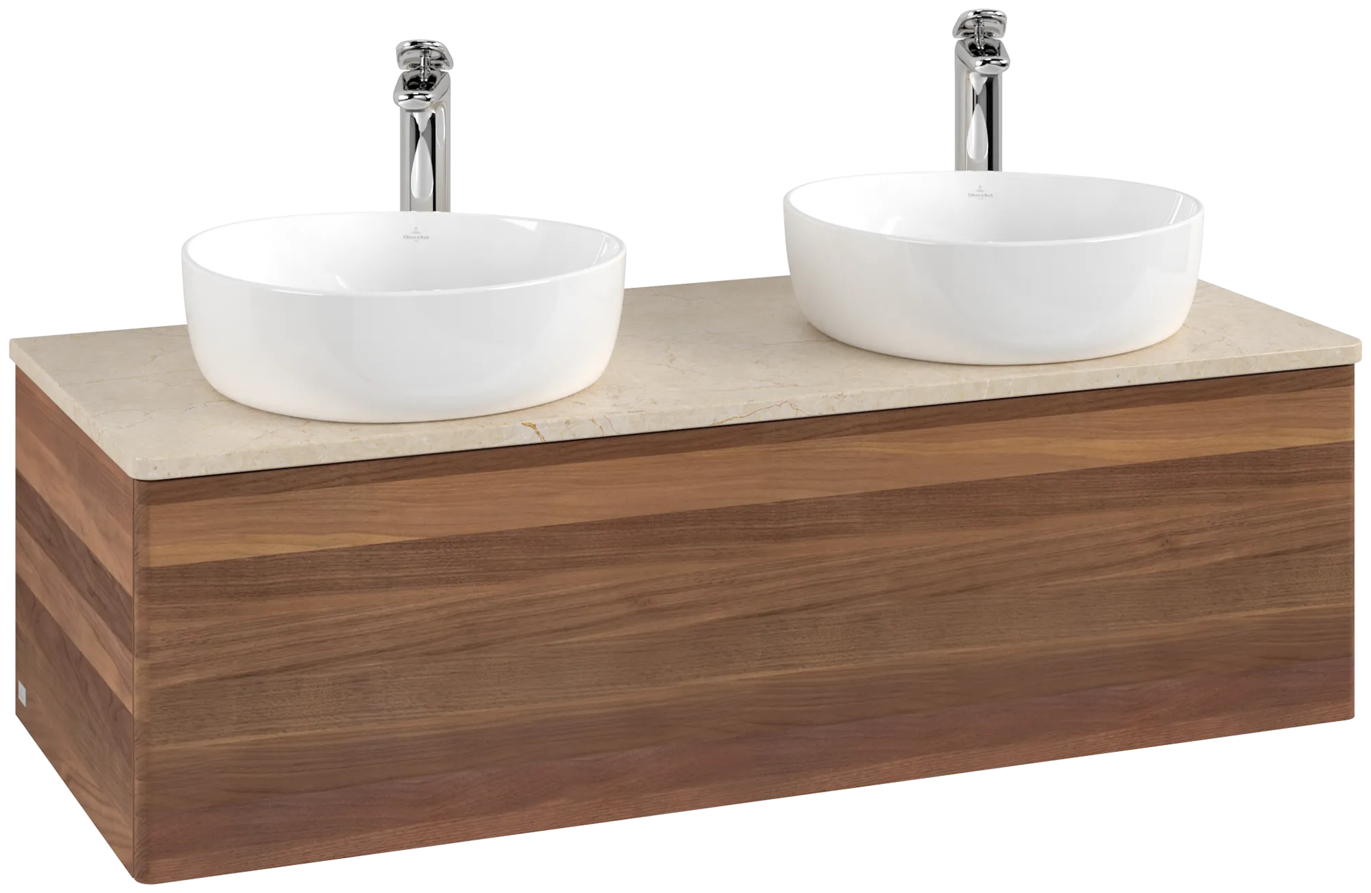 Bild von VILLEROY BOCH Antao Waschbeckenunterschrank, 1 Auszug, 1200 x 360 x 500 mm, Front ohne Struktur, Warm Walnut / Botticino #K35053HM