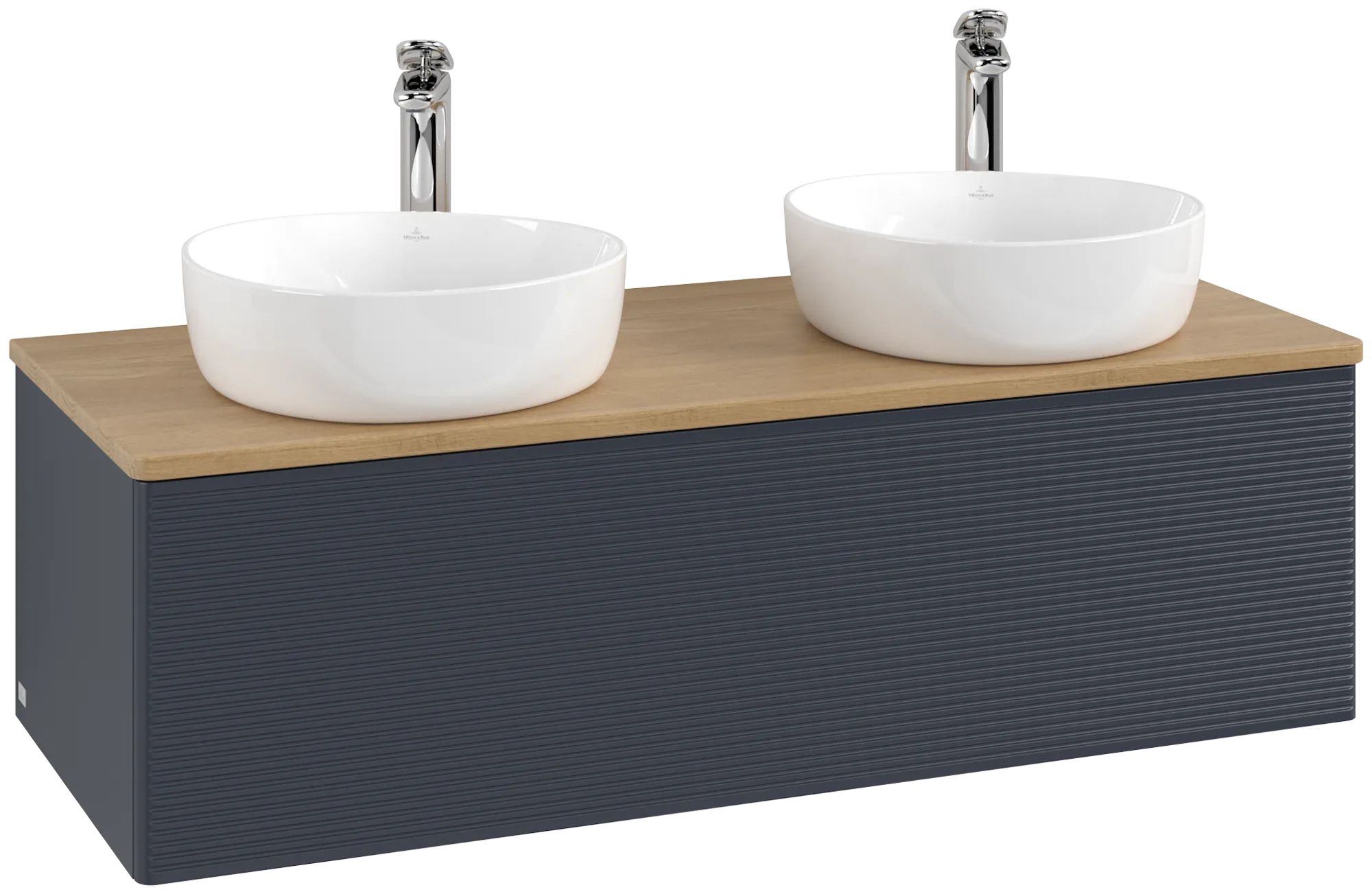 Bild von VILLEROY BOCH Antao Waschbeckenunterschrank, 1 Auszug, 1200 x 360 x 500 mm, Front mit Struktur, Midnight Blue Matt Lacquer / Honey Oak #K35151HG