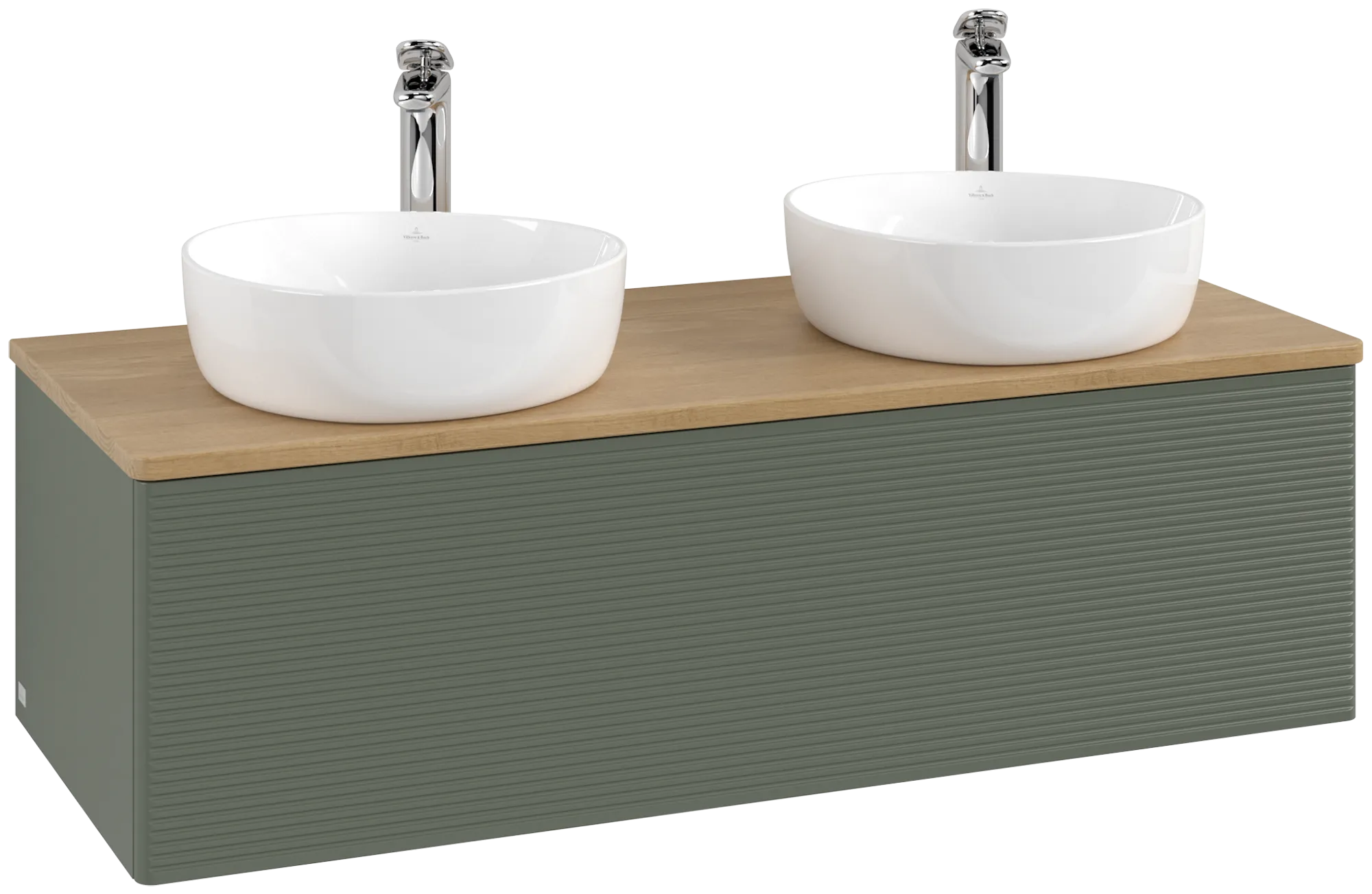 Bild von VILLEROY BOCH Antao Waschbeckenunterschrank, 1 Auszug, 1200 x 360 x 500 mm, Front mit Struktur, Leaf Green Matt Lacquer / Honey Oak #K35151HL