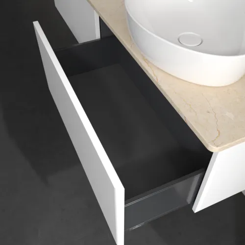 Bild von VILLEROY BOCH Antao Waschbeckenunterschrank, 2 Auszüge, 1600 x 360 x 500 mm, Front ohne Struktur, White Matt Lacquer / Botticino #K39053MT